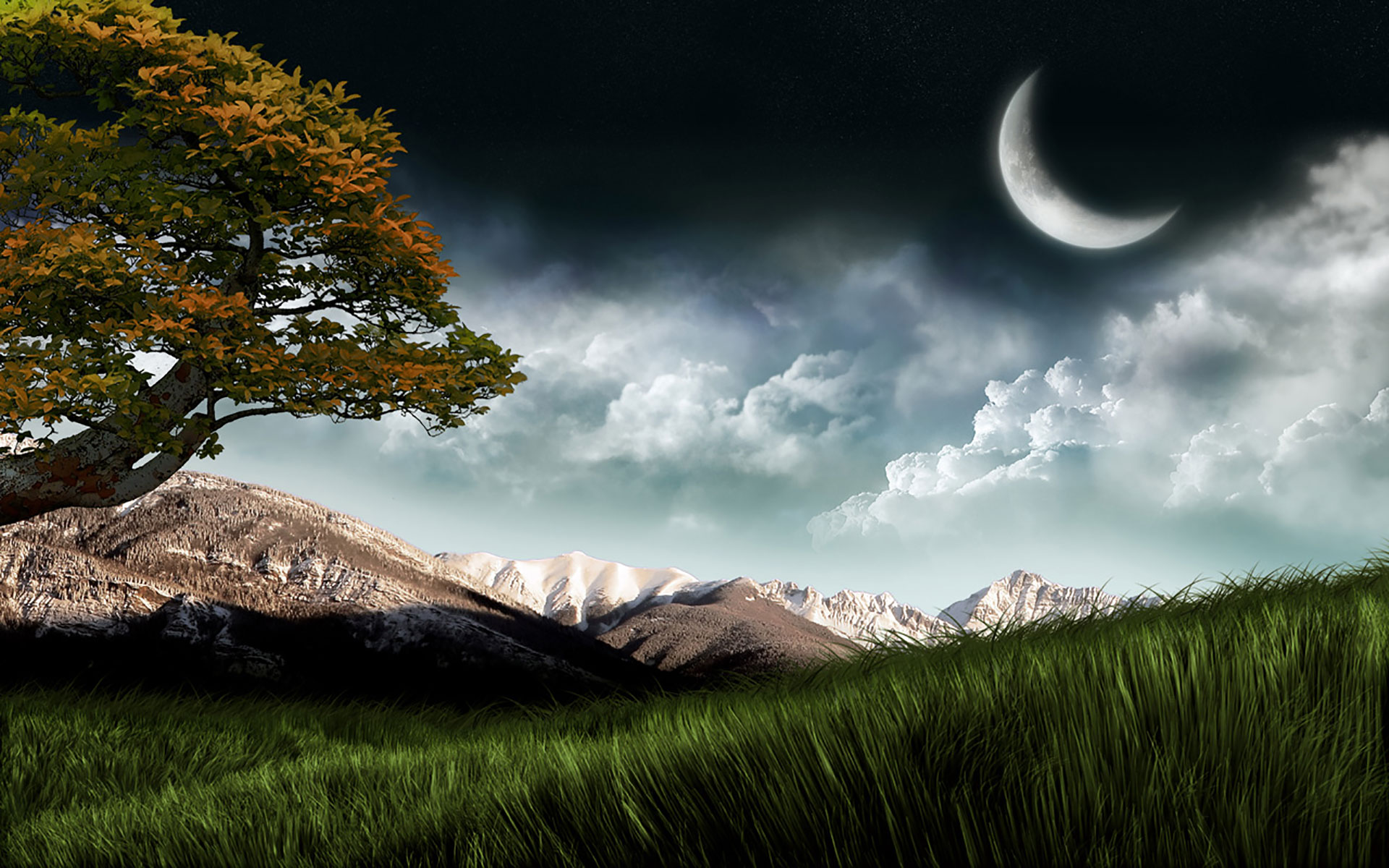 natur tapete hd,himmel,natürliche landschaft,natur,mond,wolke