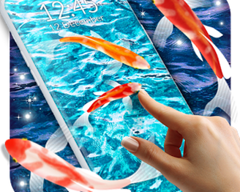 3d wallpaper live,koi,finger