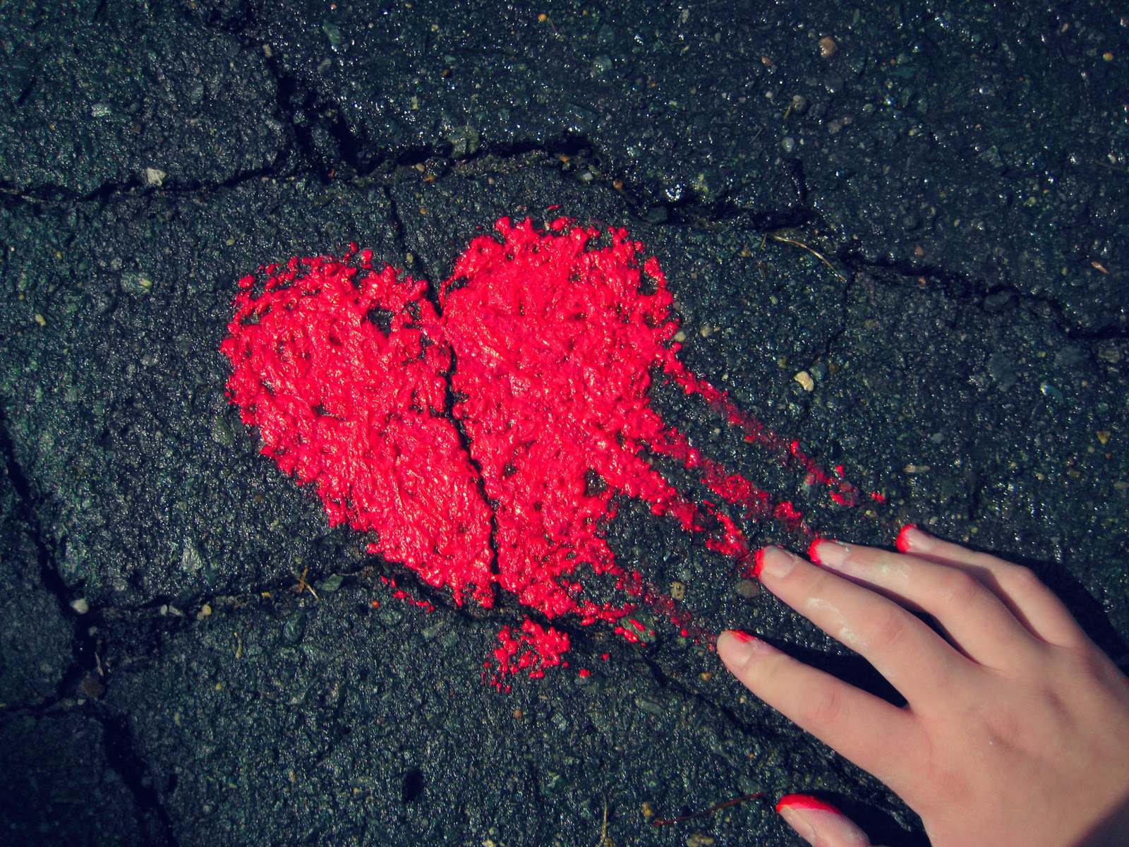 wallpaper hd love,red,carmine,heart,road surface,asphalt