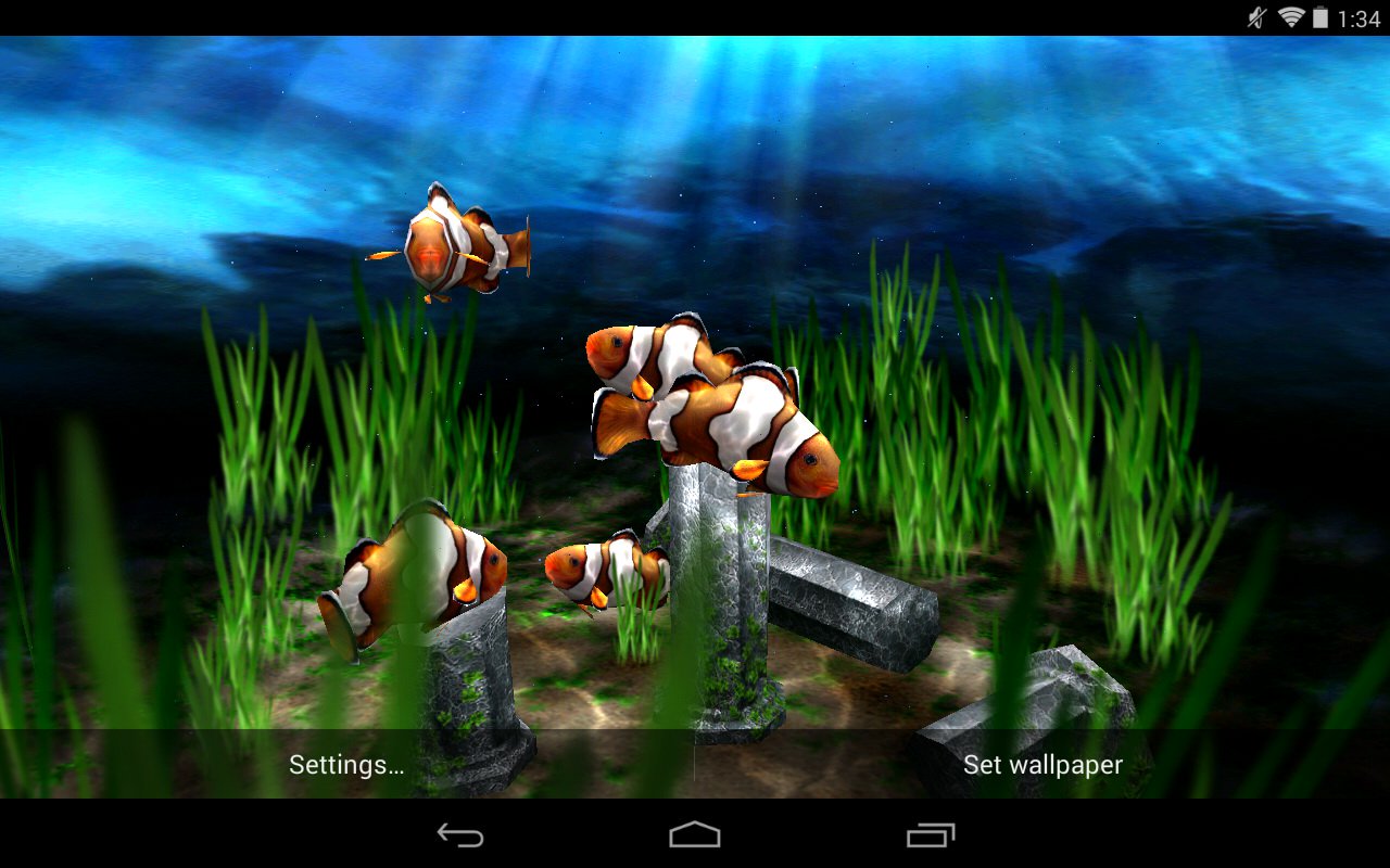 3d wallpaper live,action adventure spiel,anemonenfisch,bildschirmfoto,gras,technologie