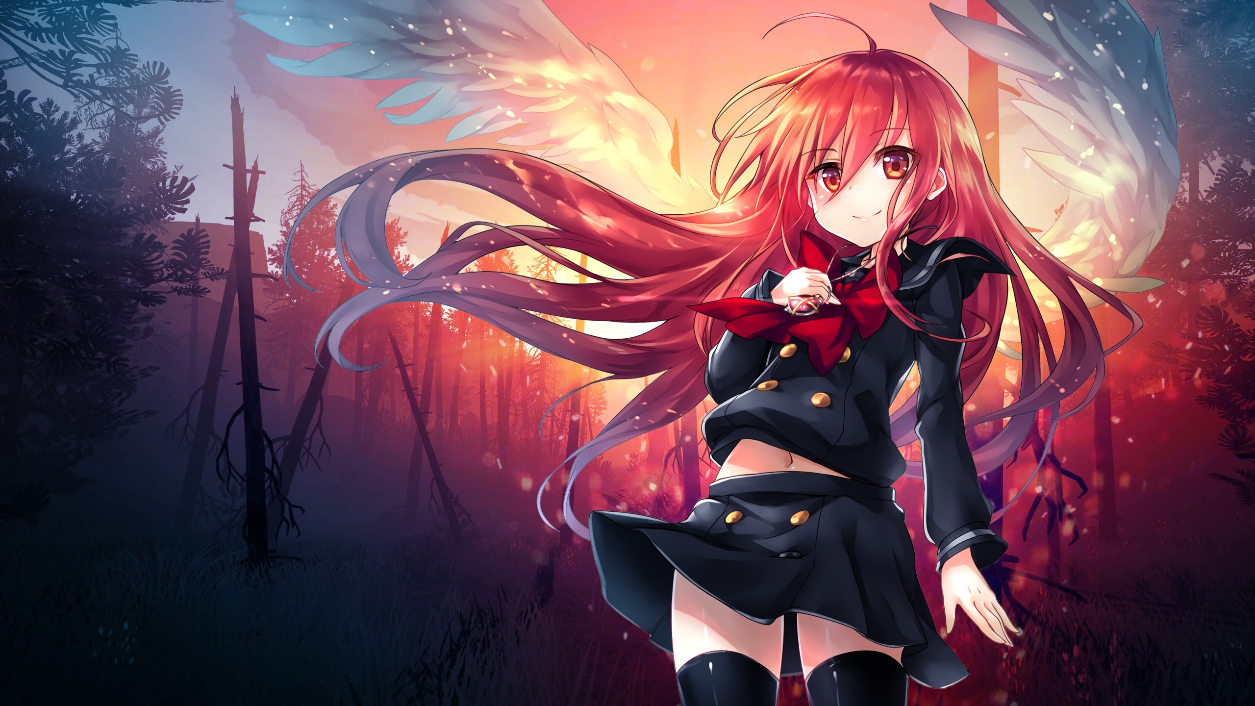 anime wallpaper,cg artwork,anime,red,cartoon,long hair