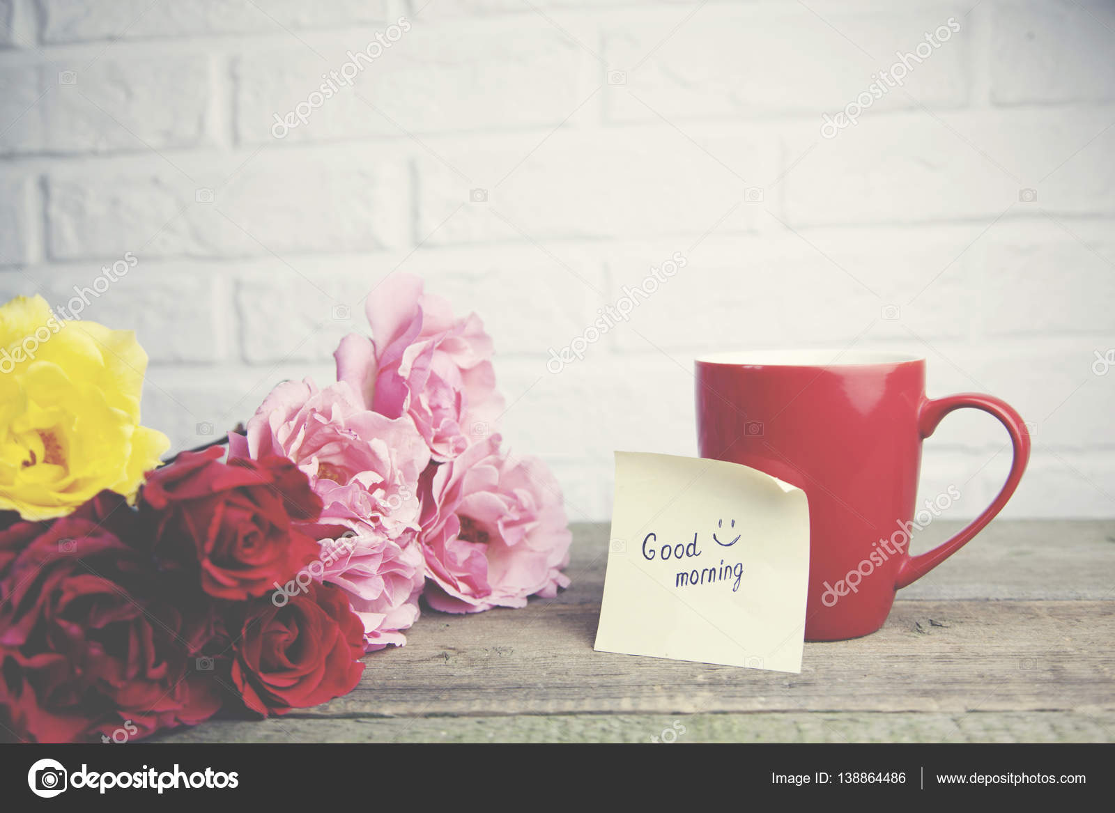 good morning wallpaper,pink,text,still life photography,cup,flower