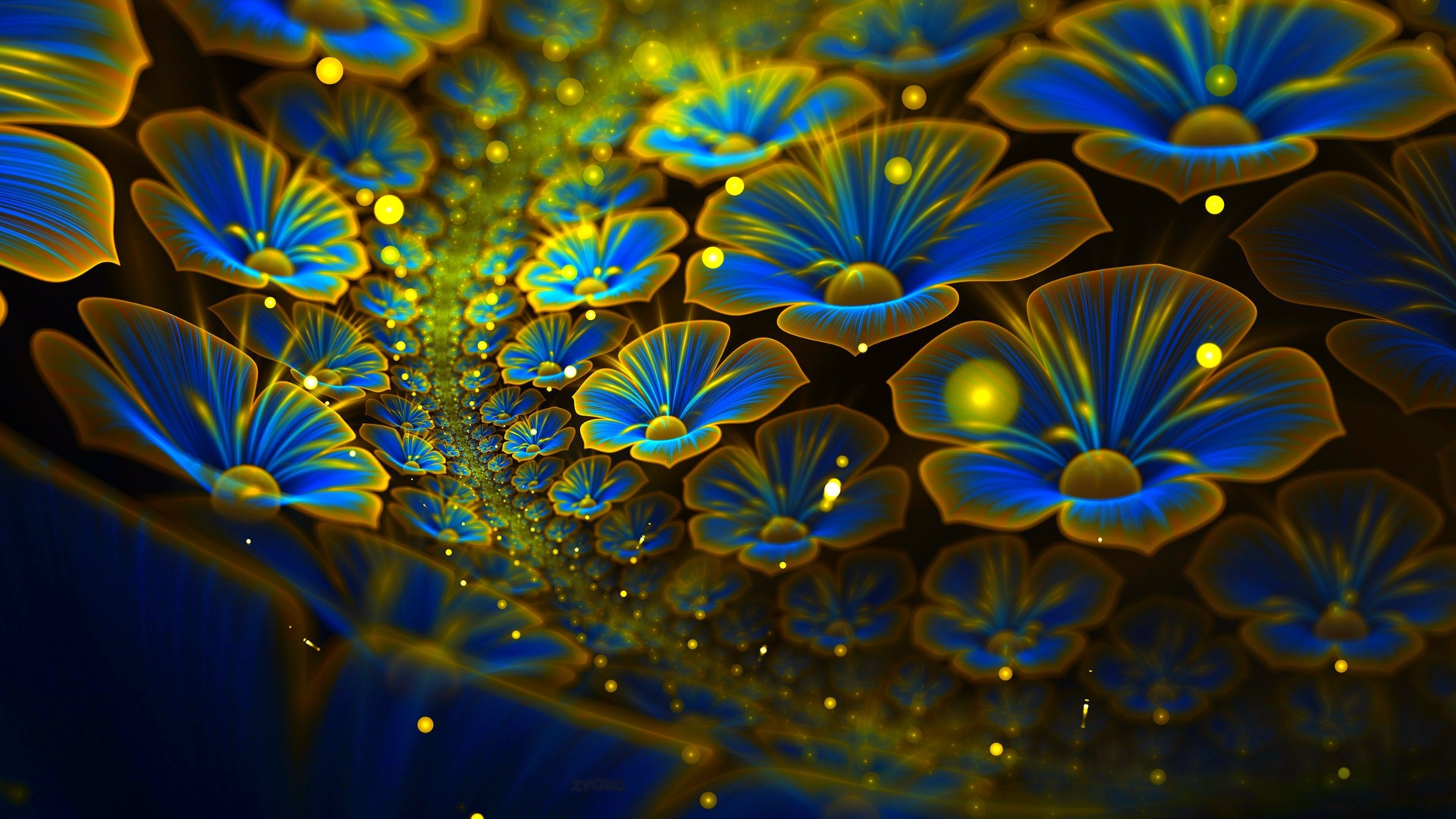 flower wallpaper,blue,yellow,flower,close up,pattern