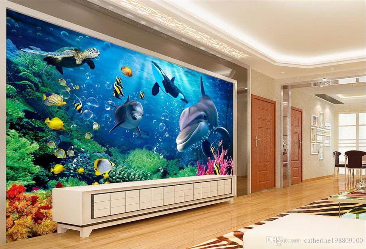 fondo de pantalla 3d,acuario,pared,mural,fondo de pantalla,acuario de agua dulce