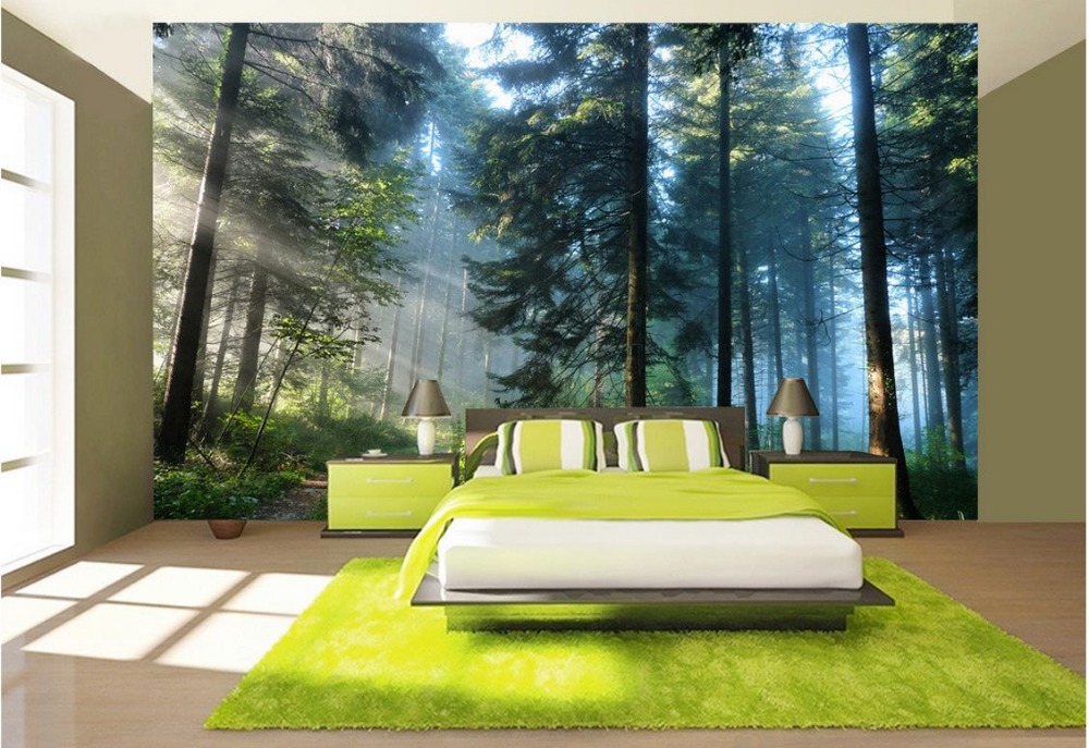 3d wallpaper,natural landscape,nature,wall,furniture,tree