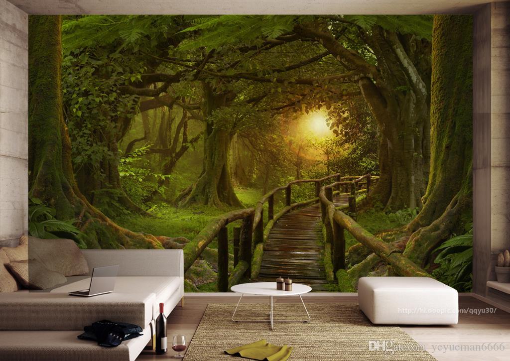 papel pintado 3d para pared,naturaleza,paisaje natural,verde,pared,mural