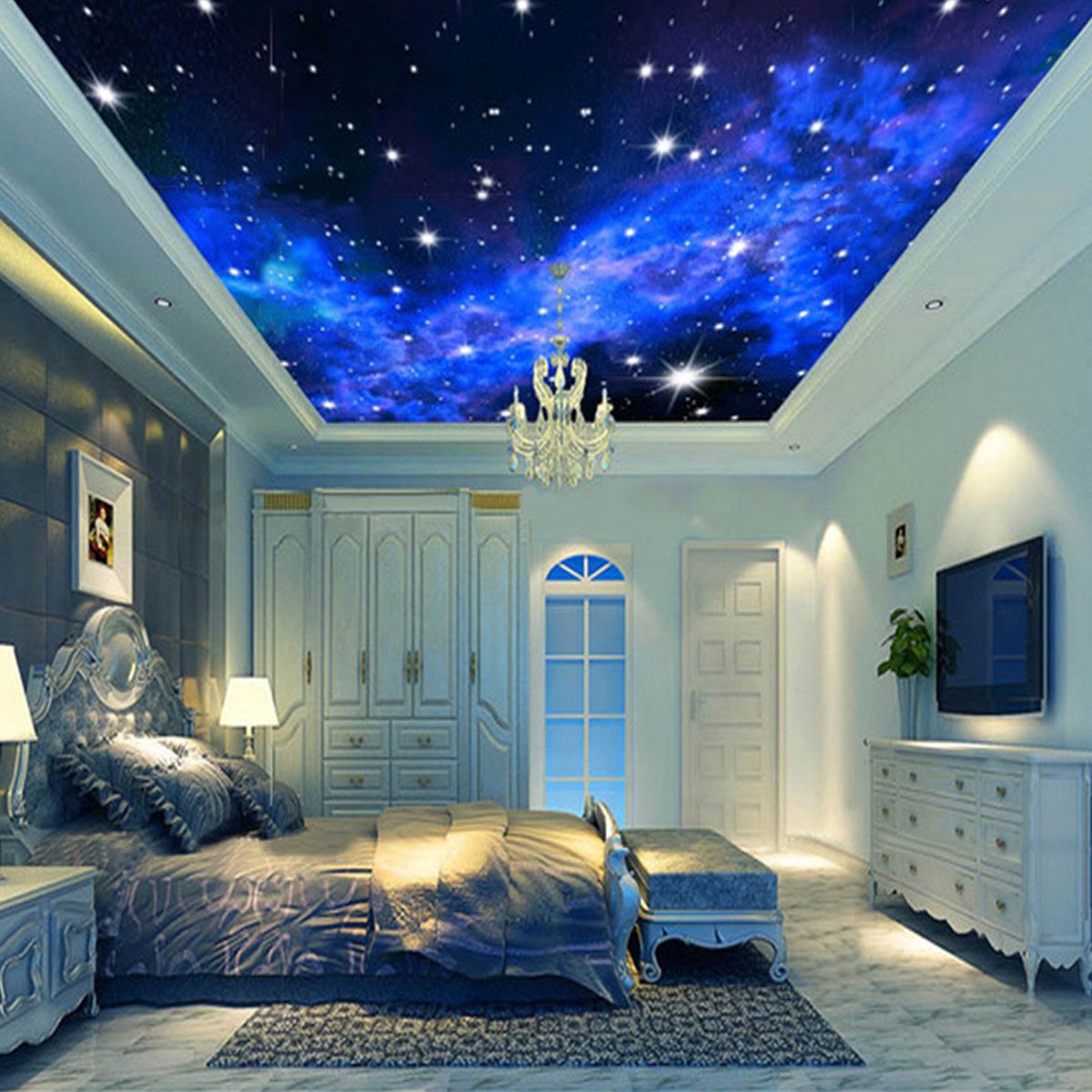 3d wallpaper for wall,ceiling,room,blue,property,interior design