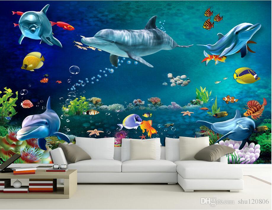 벽을위한 3d 벽지,수중,해양 생물학,물고기,벽지,벽화
