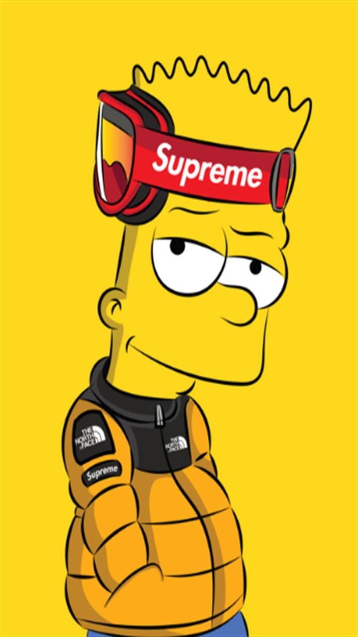 supreme wallpaper,cartoon,yellow,fictional character,illustration,animated cartoon