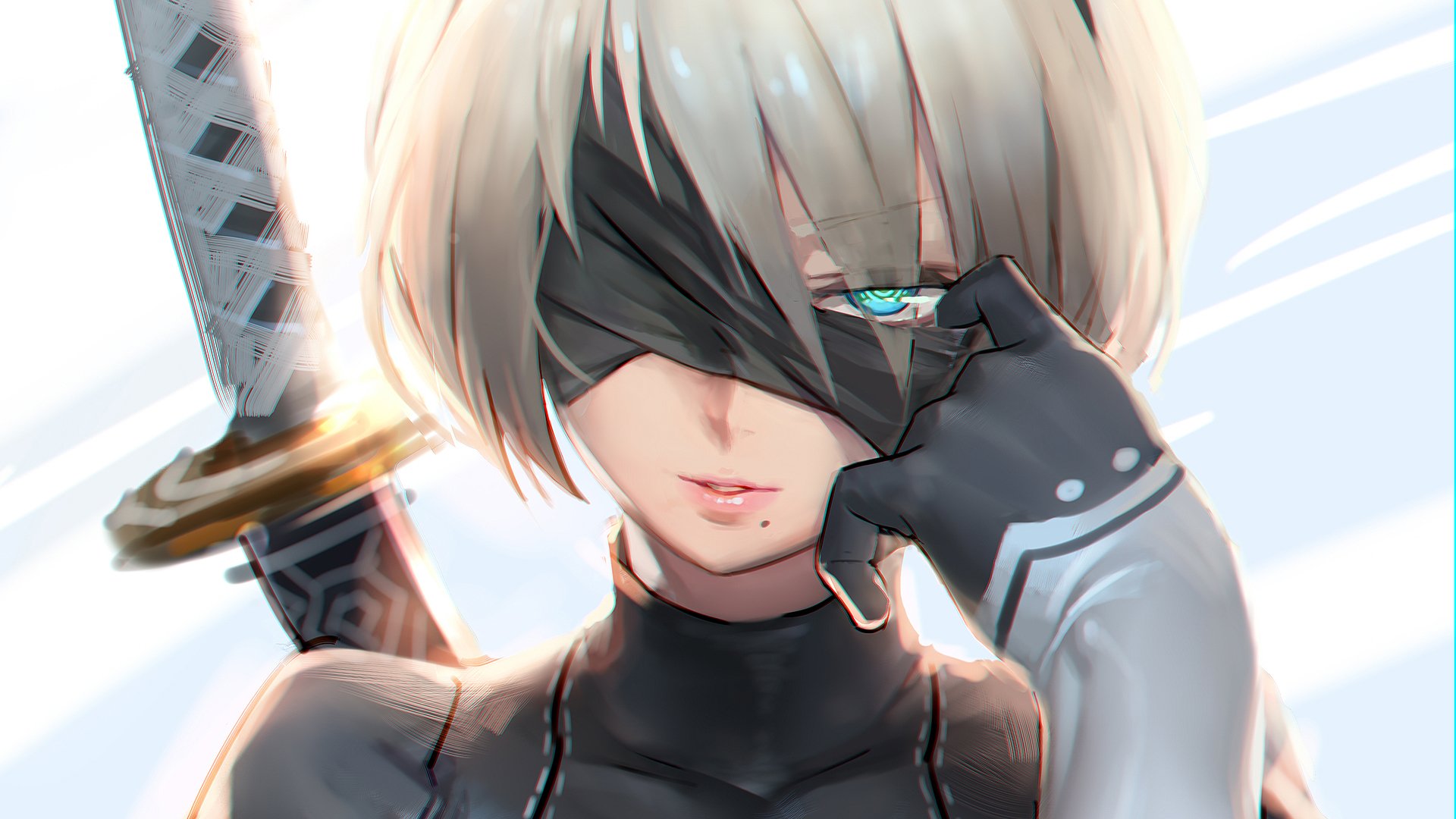 nier automata wallpaper,hair,anime,cg artwork,hairstyle,cartoon