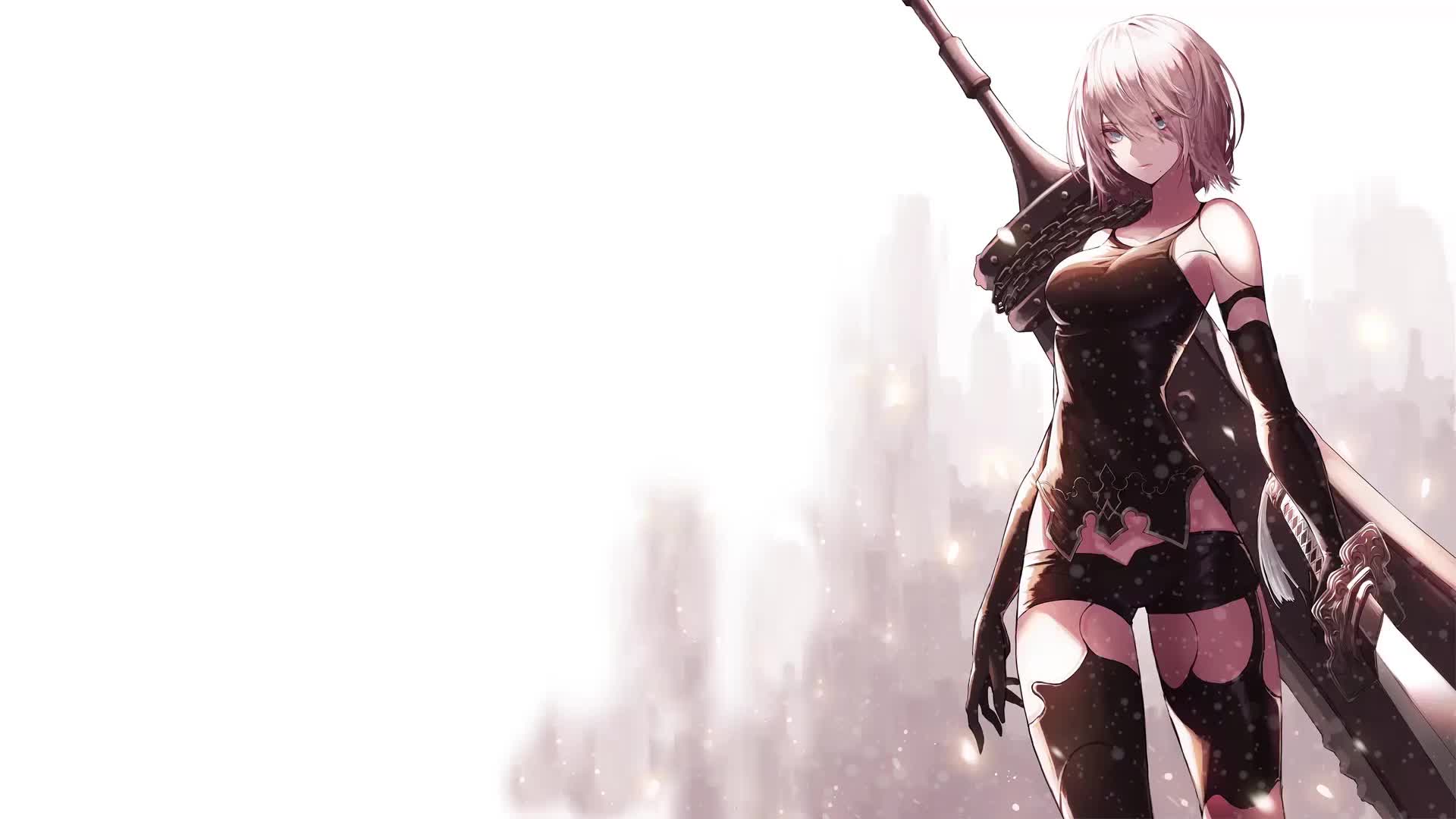 nier automata wallpaper,cg artwork,long hair,anime,black hair,fictional character