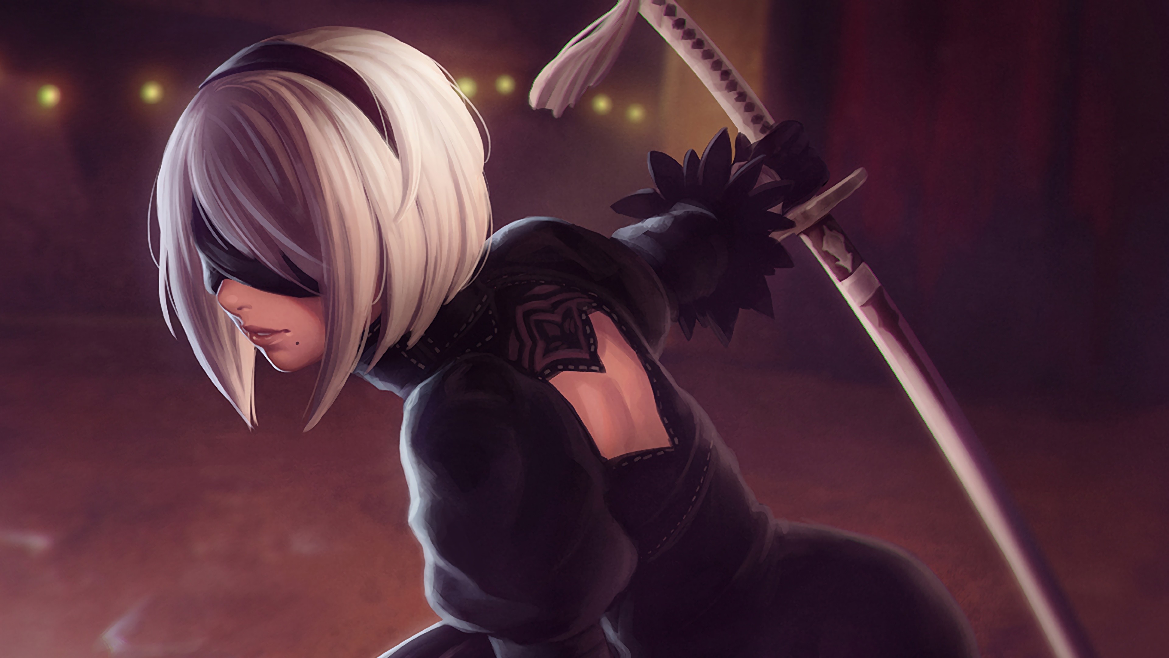 nier automata wallpaper,cg artwork,anime,dibujos animados,cielo,cabello negro