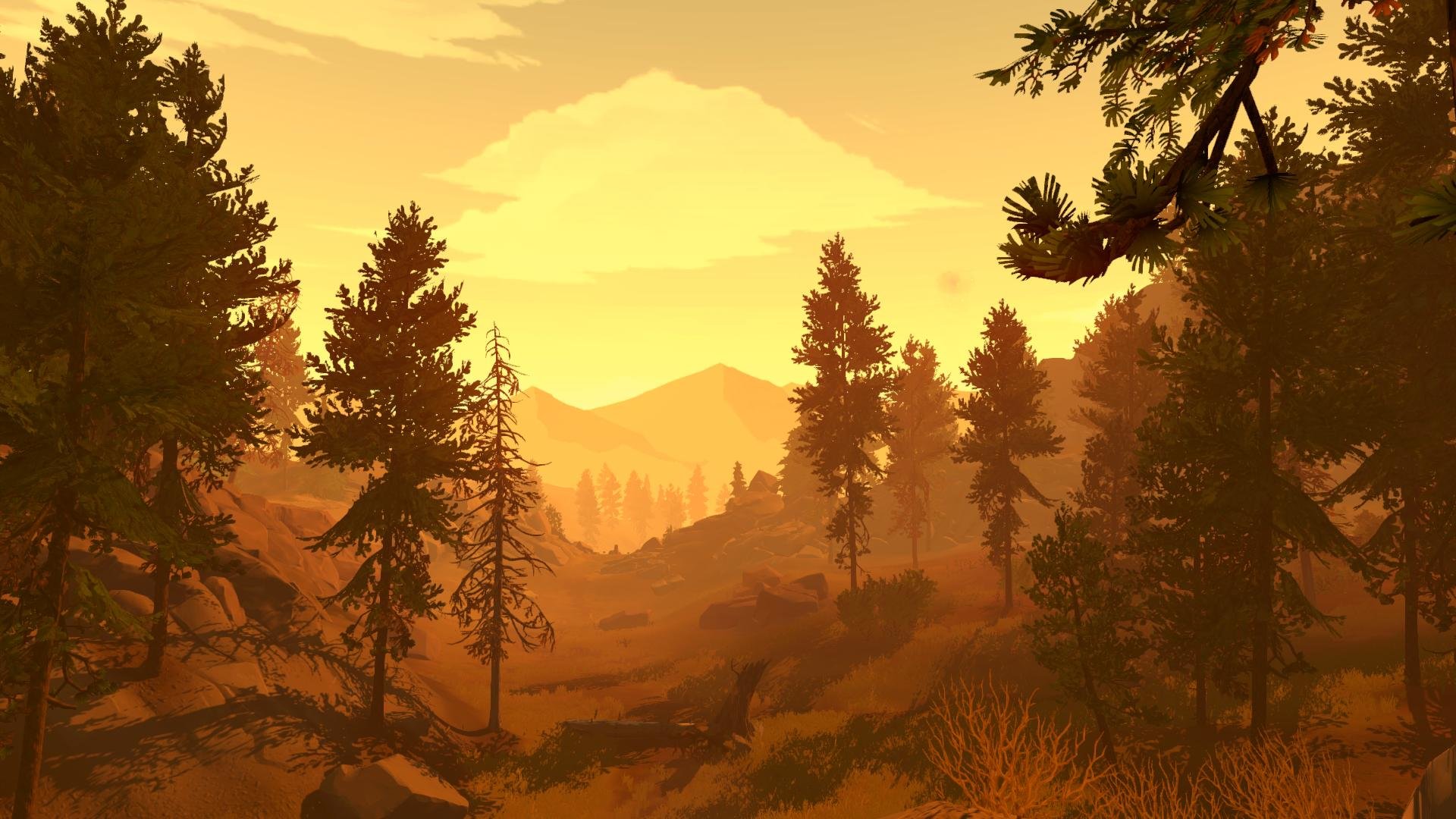 firewatch wallpaper,natur,natürliche landschaft,himmel,baum,morgen