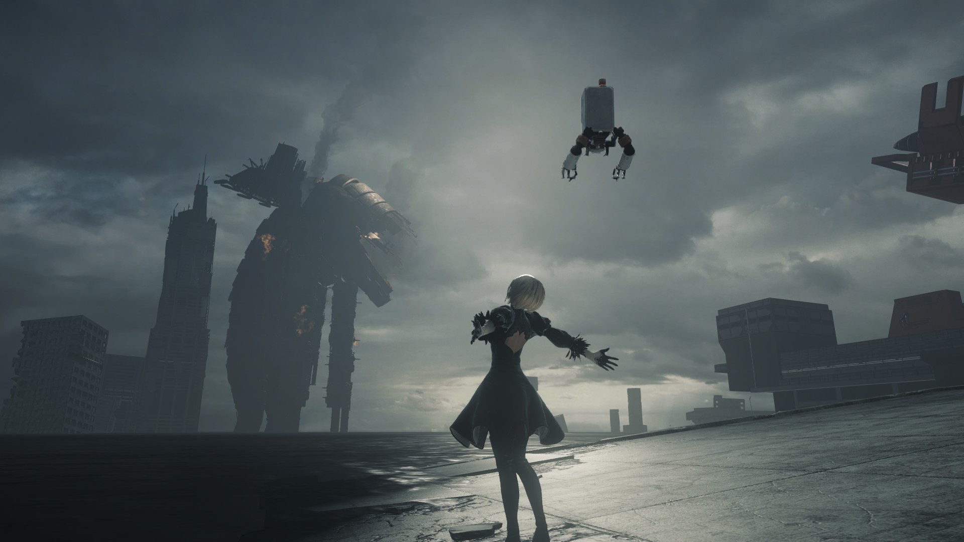 fond d'écran nier automata,ciel,capture d'écran,nuage,atmosphère,compositing numérique