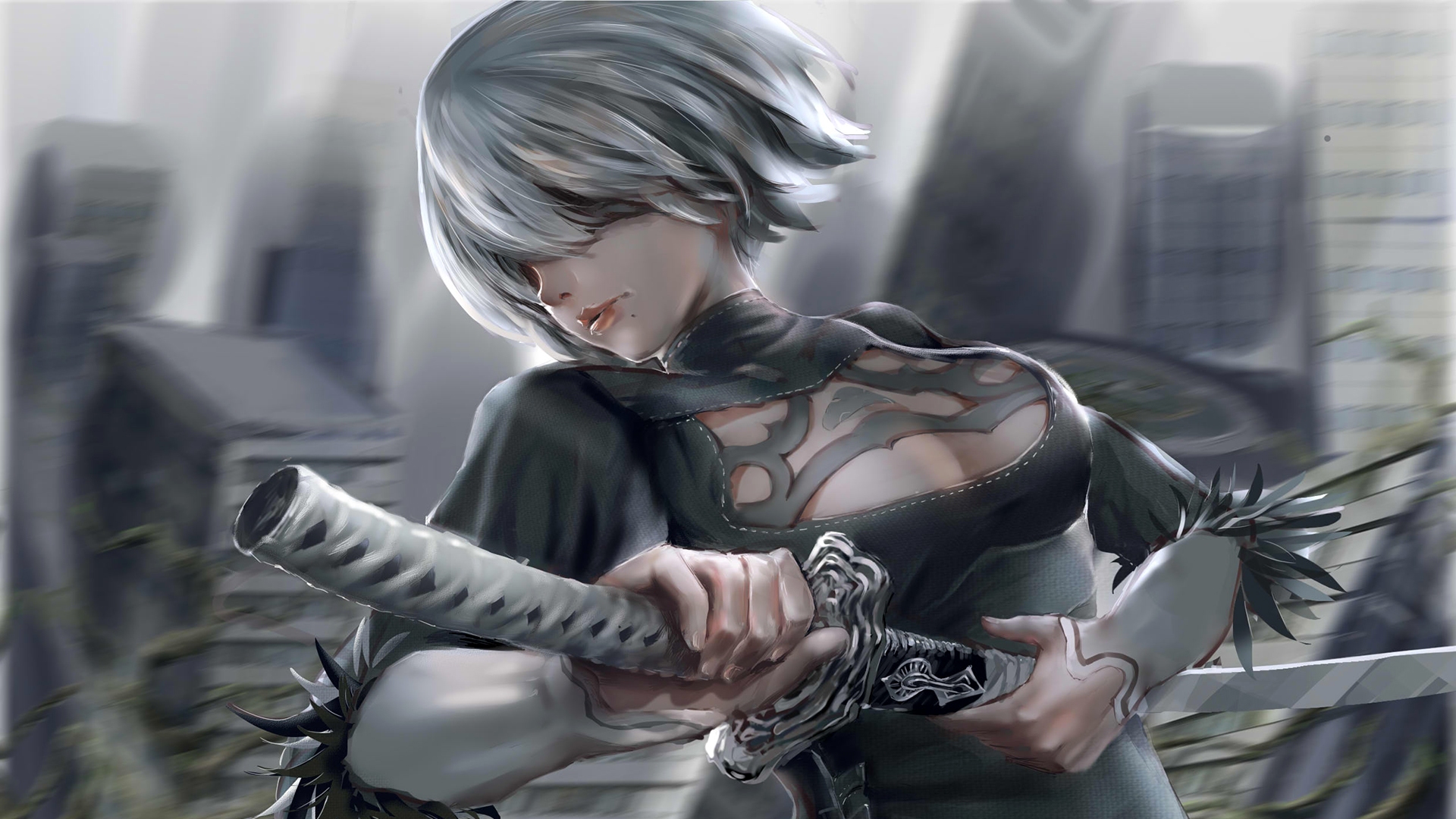 carta da parati nier automata,cg artwork,cartone animato,illustrazione,anime,personaggio fittizio