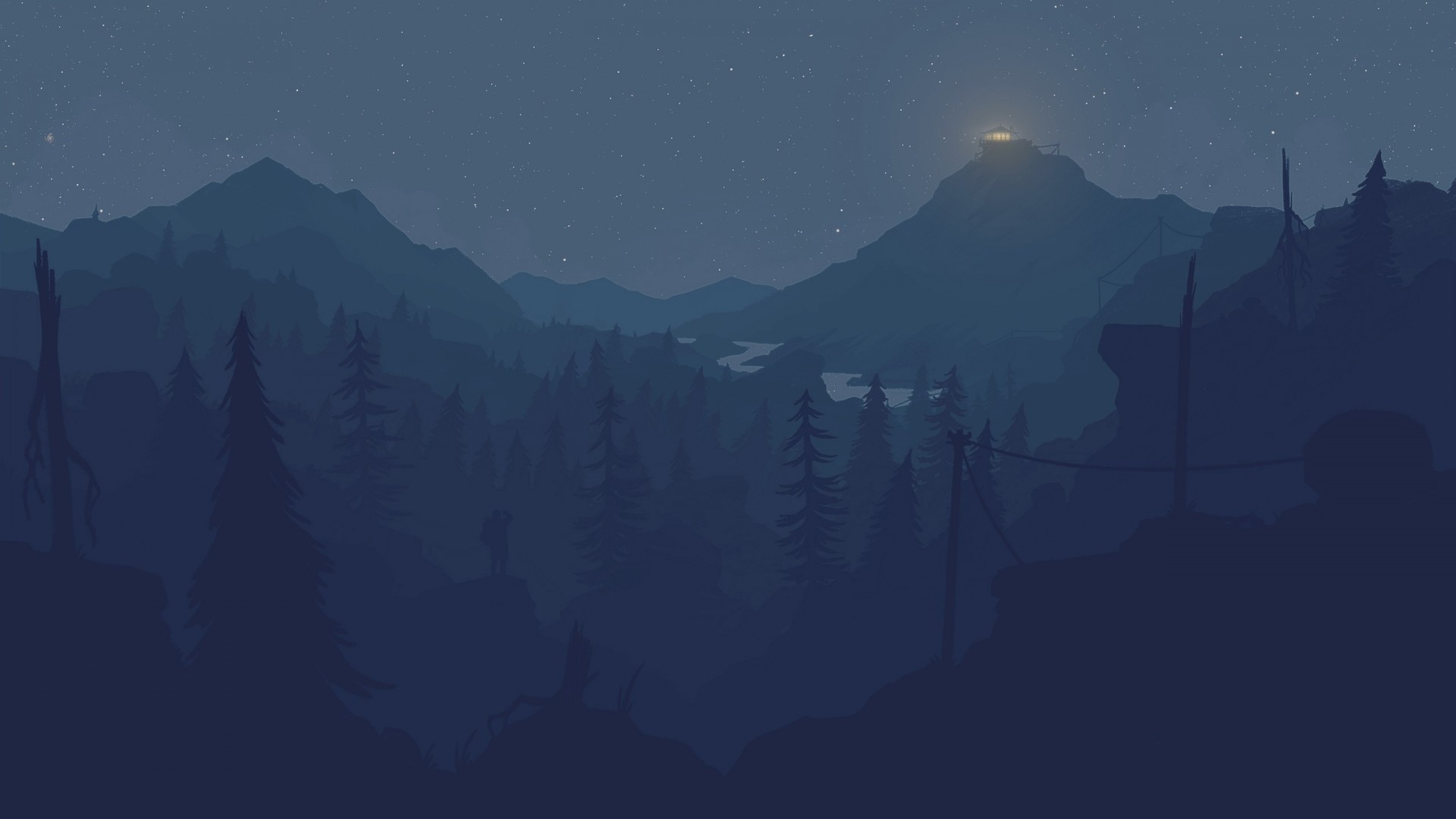 firewatch wallpaper,himmel,blau,berg,licht,gebirge