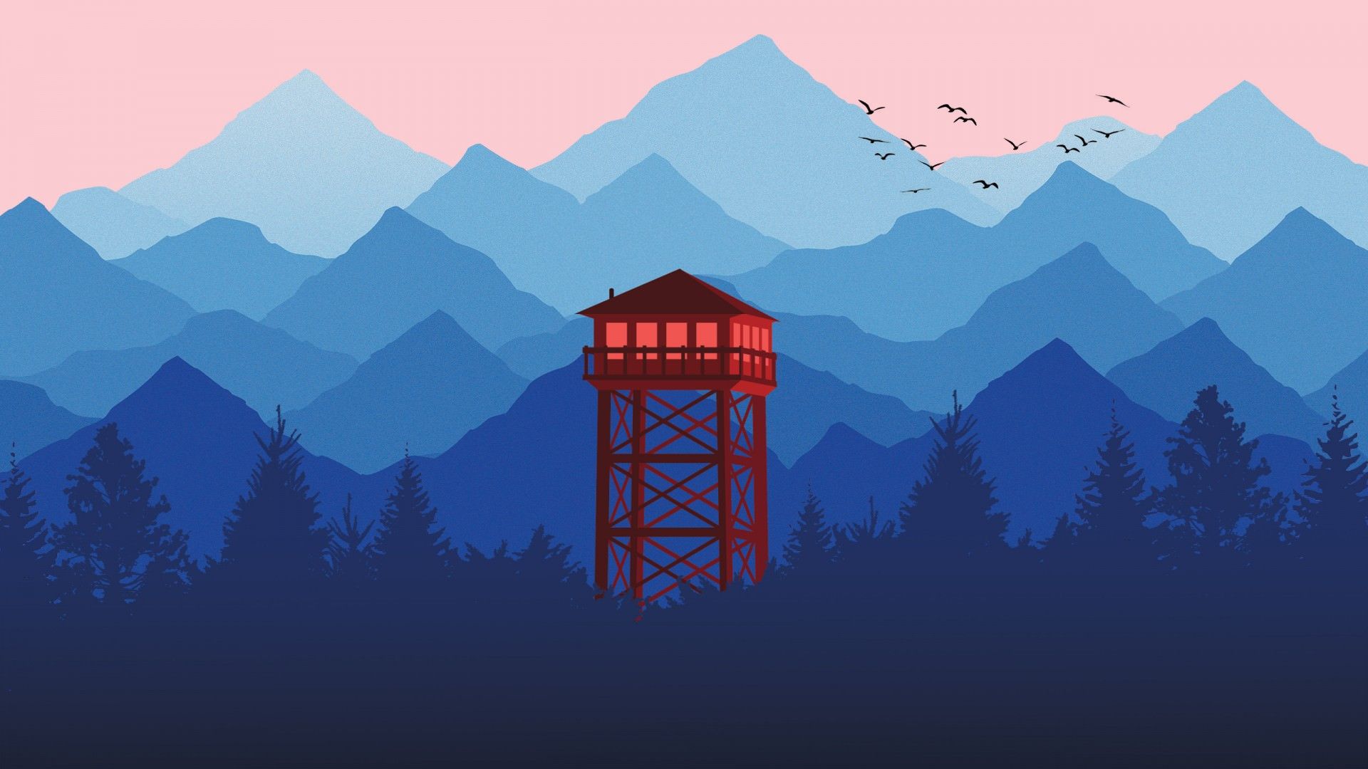 firewatch wallpaper,himmel,berg,blau,gebirge,natürliche landschaft