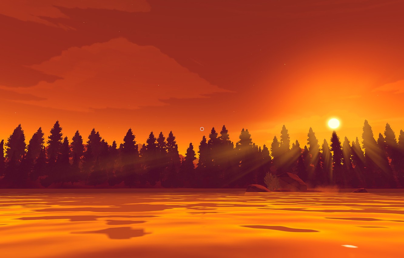 fondo de pantalla de firewatch,cielo,naturaleza,resplandor crepuscular,paisaje natural,cielo rojo en la mañana