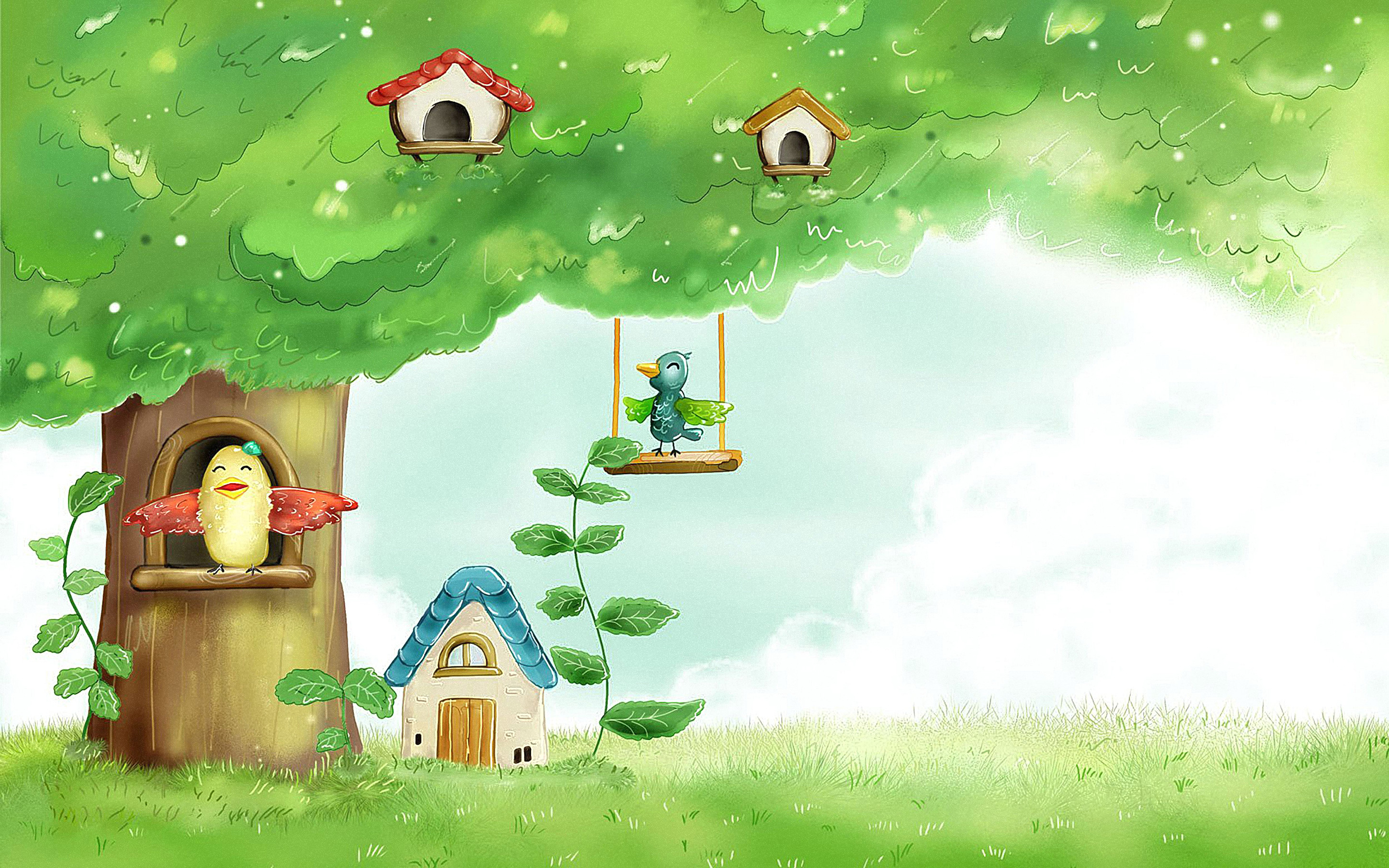 cartone animato sfondo hd,verde,cartone animato,illustrazione,albero,erba