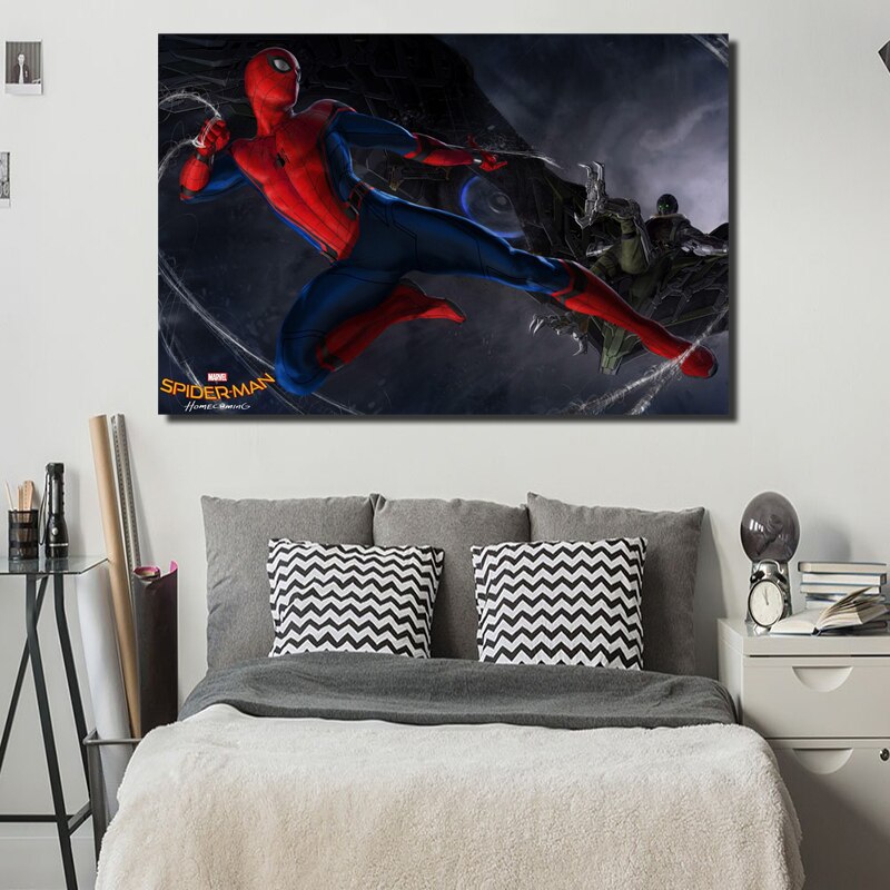 fond d'écran spiderman retour à la maison,homme araignée,mur,personnage fictif,chambre,autocollant mural