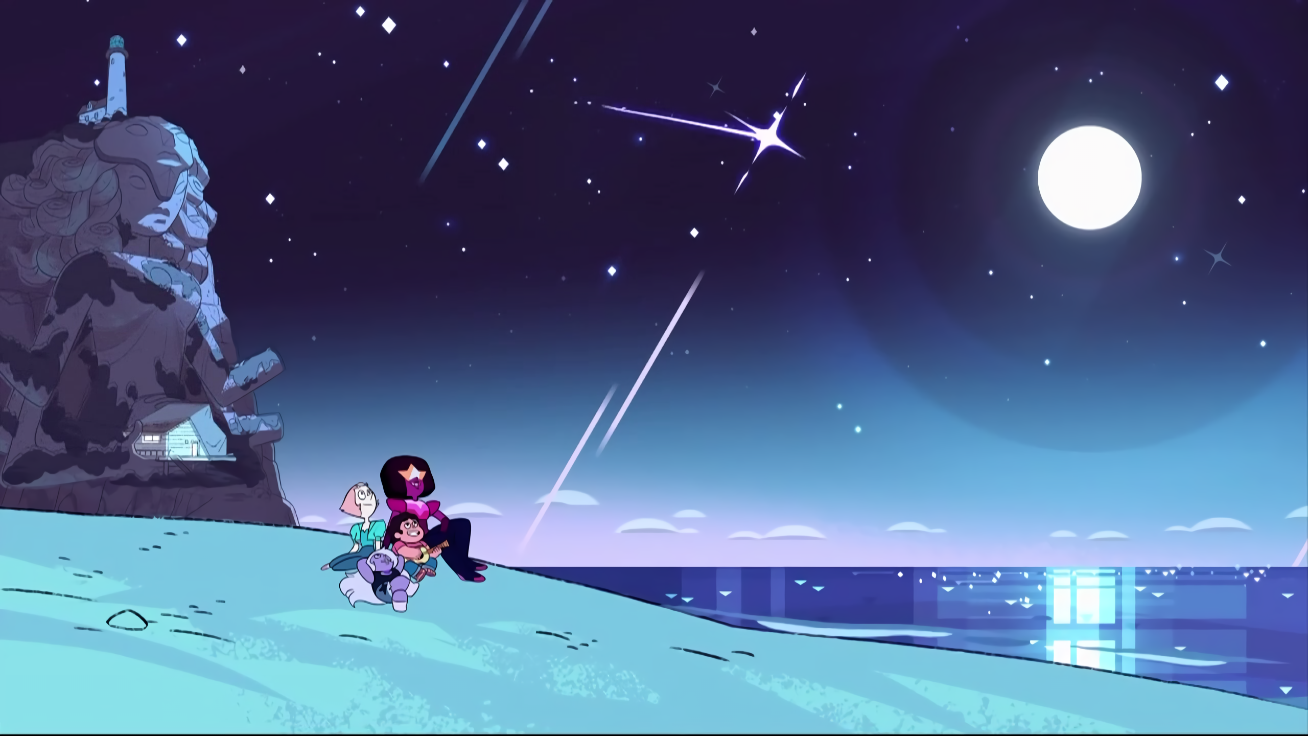steven universe wallpaper,sky,animated cartoon,atmosphere,space,action adventure game