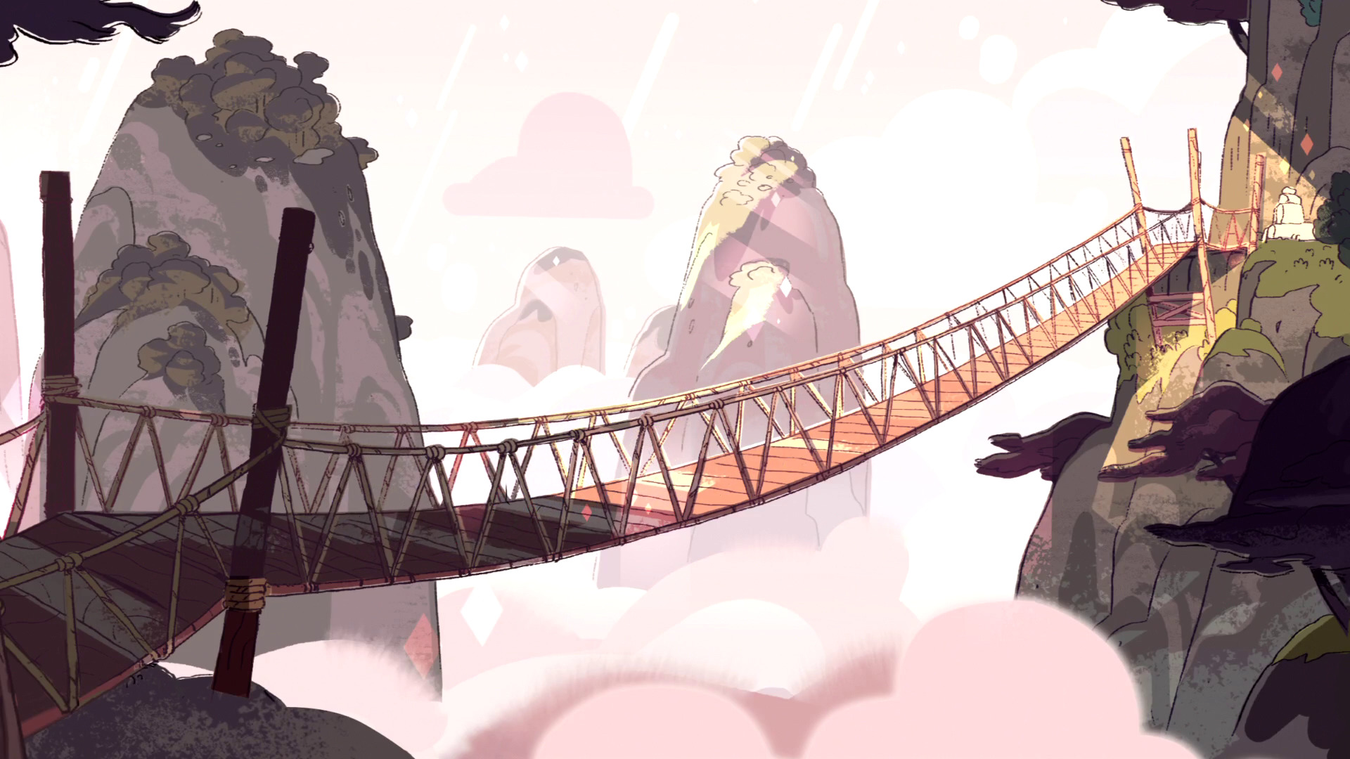 steven universum wallpaper,brücke,animation,cg kunstwerk,illustration,hängebrücke