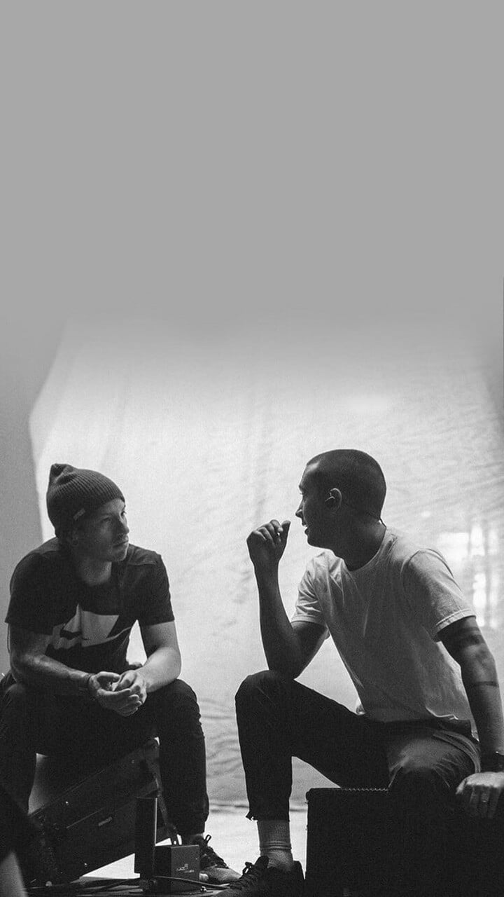 twenty one pilots wallpaper,white,photograph,black,black and white,sitting