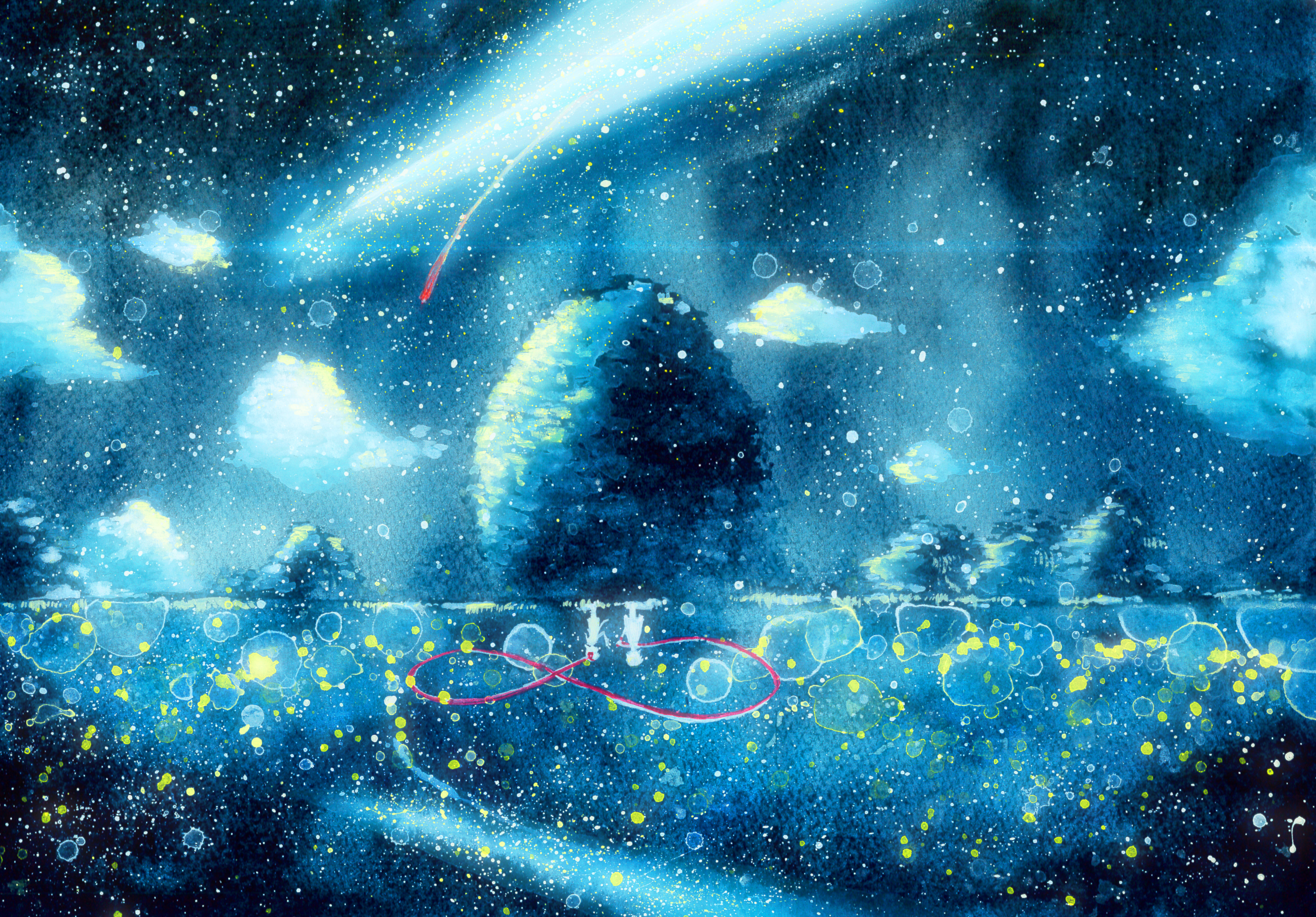 fond d'écran kimi no na wa,ciel,bleu,atmosphère,objet astronomique,cosmos