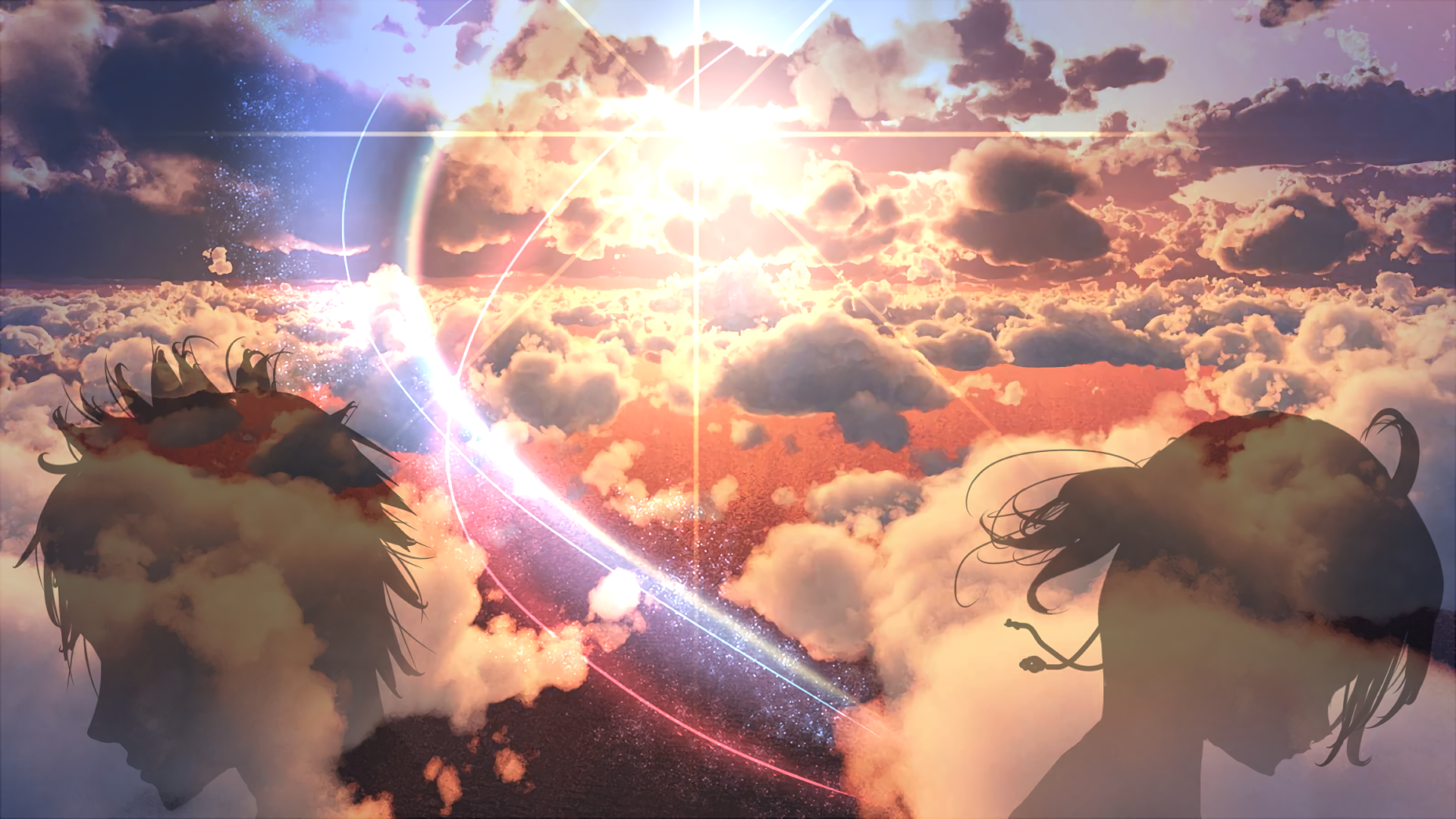 fond d'écran kimi no na wa,ciel,nuage,anime,oeuvre de cg,atmosphère