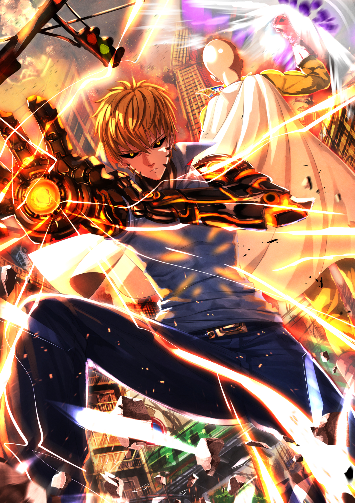 one punch man wallpaper,anime,cg artwork,cartoon,fictional character,fiction