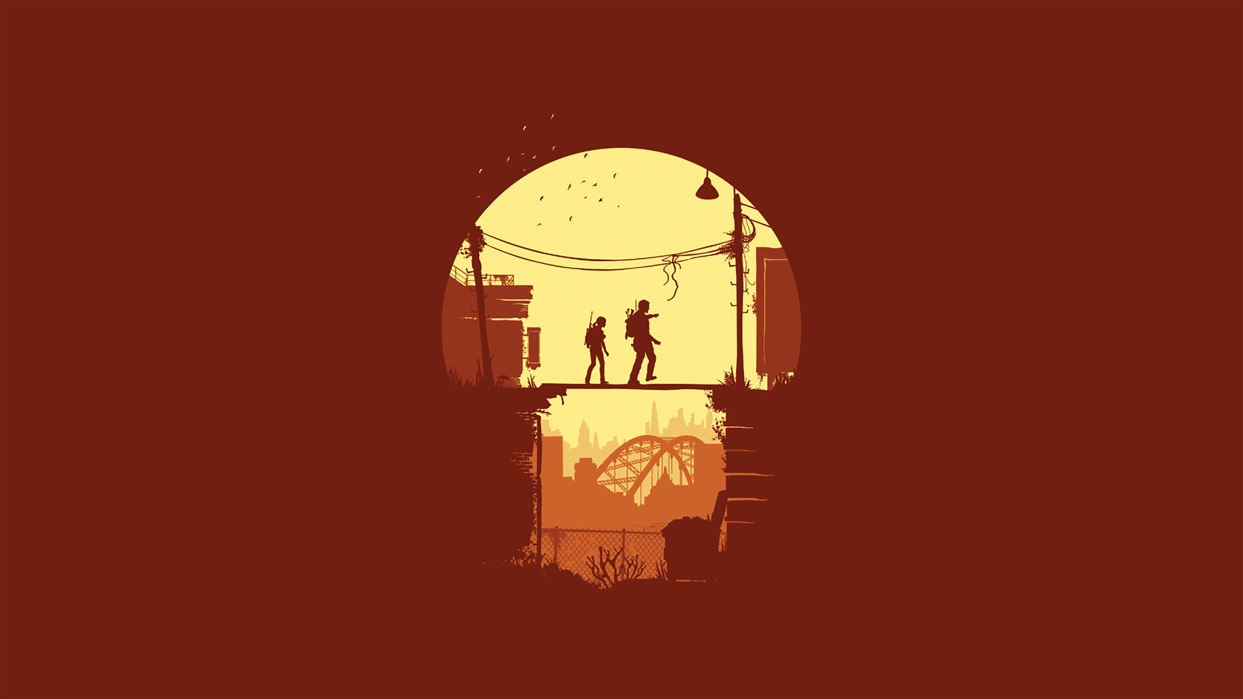 the last of us wallpaper,orange,illustration,yellow,arch,lighting