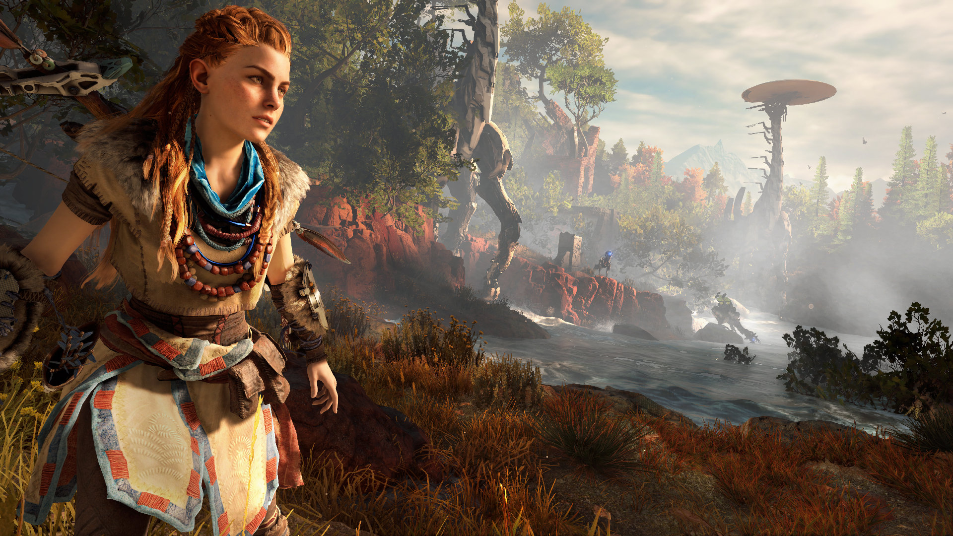 horizon zero dawn wallpaper,action adventure game,pc game,cg artwork,strategy video game,adventure game