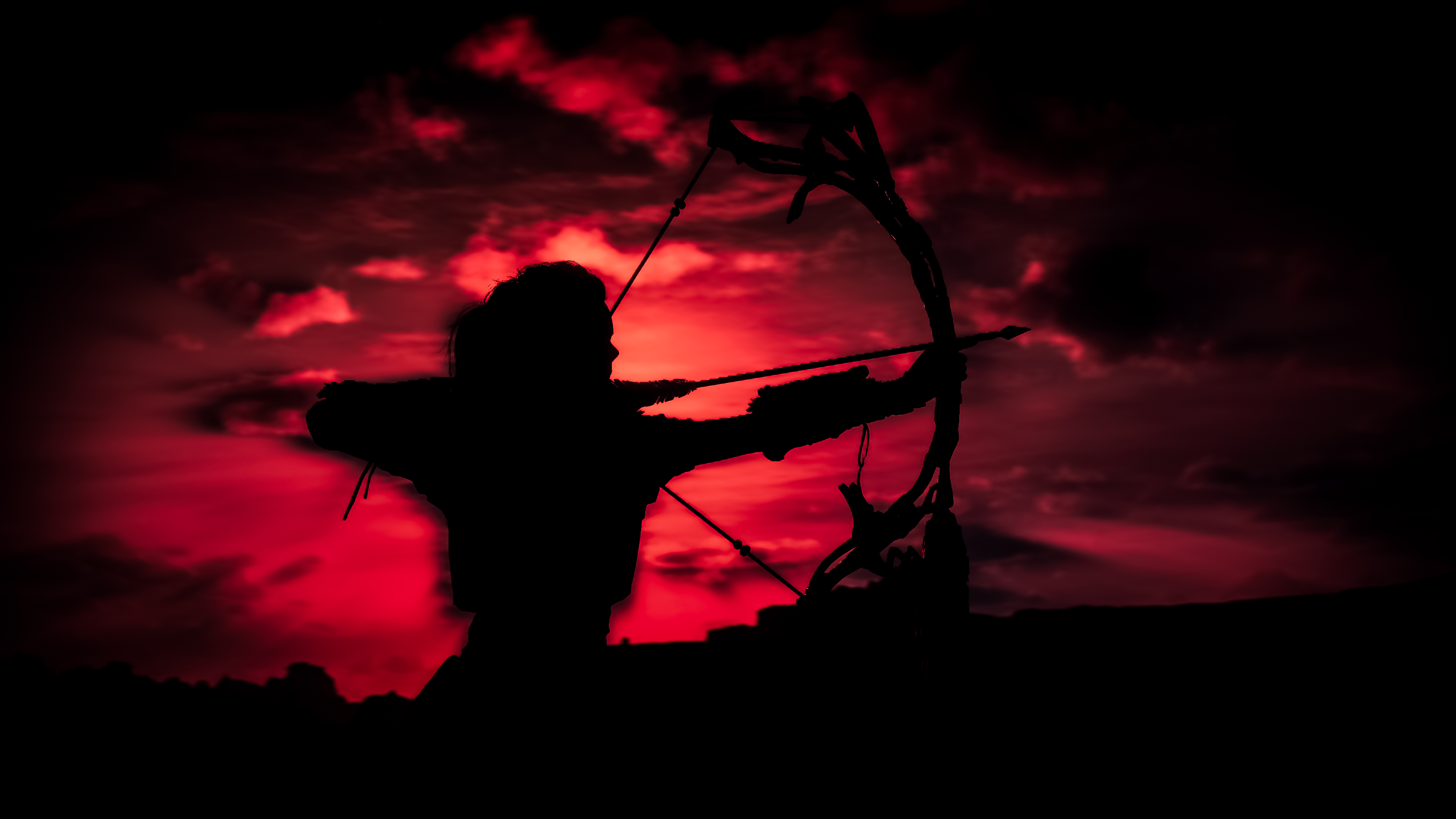 horizon zero dawn wallpaper,red,sky,photography,darkness,silhouette