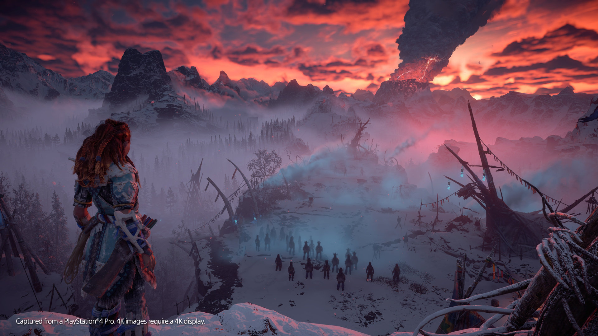 horizon zero dawn wallpaper,action adventure game,cg artwork,geological phenomenon,sky,pc game