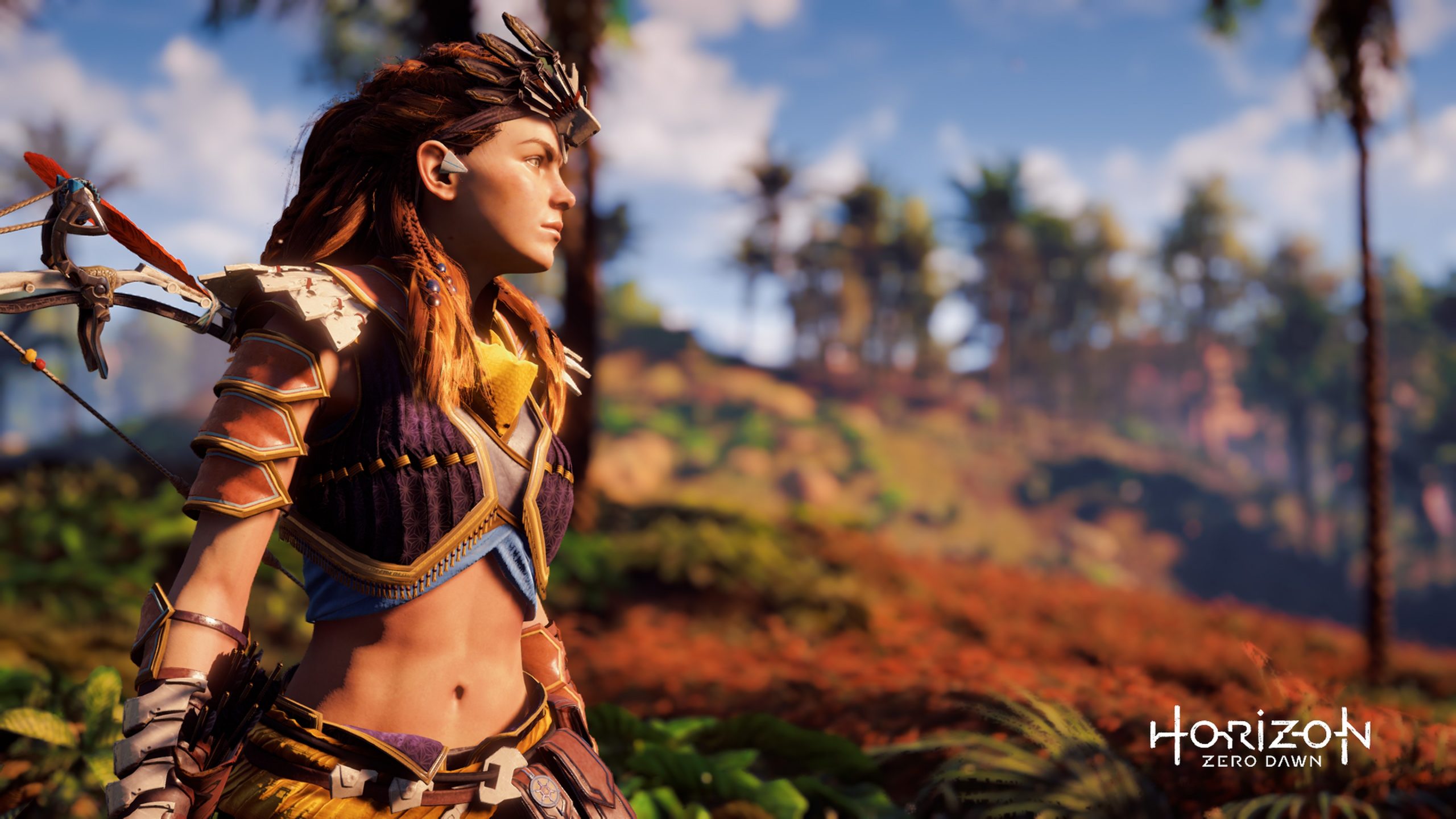 horizon zero dawn wallpaper,cg artwork,screenshot,sky,adventure game,tree