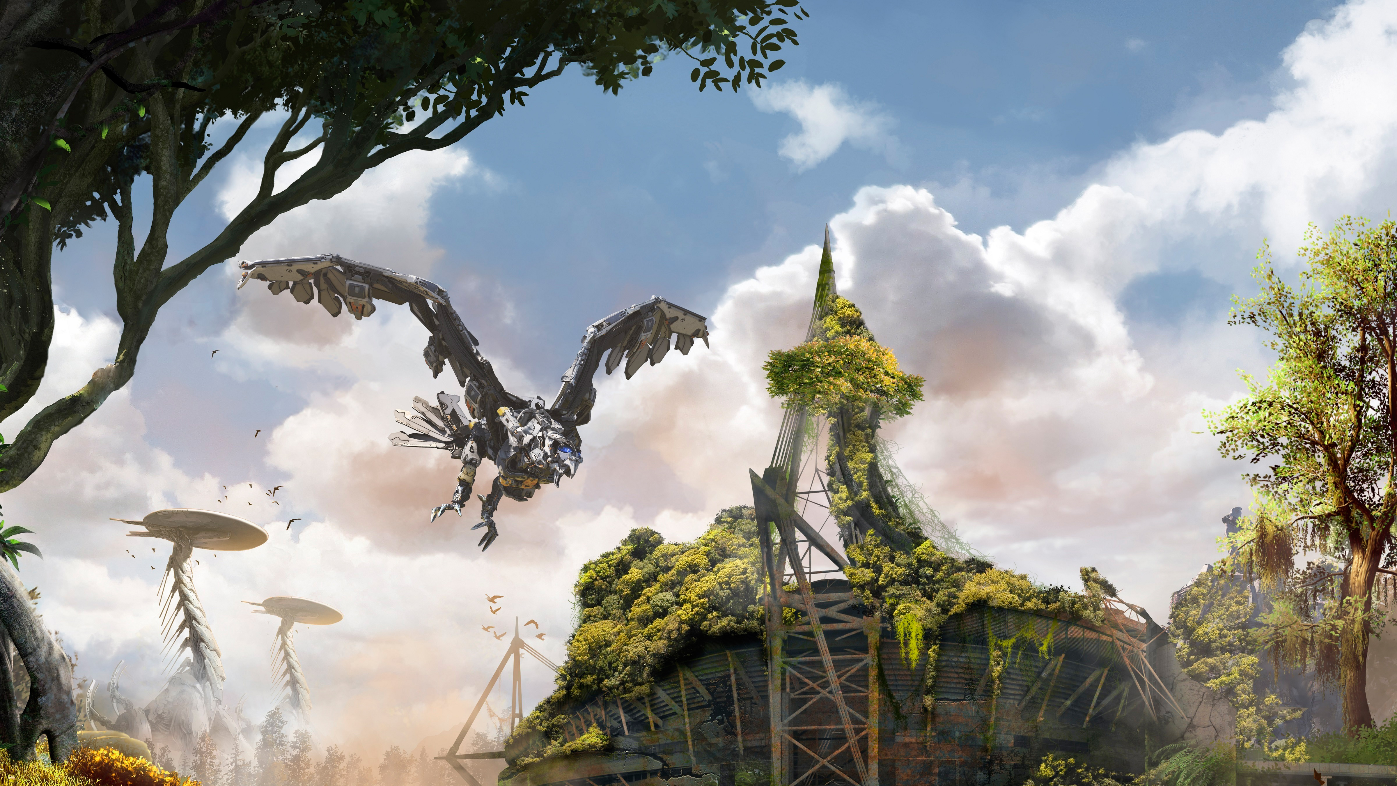 horizon zero dawn wallpaper,nature,natural landscape,vegetation,sky,tree