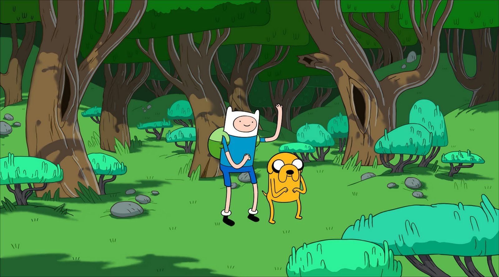 adventure time wallpaper,cartoon,animated cartoon,green,natural environment,adventure game