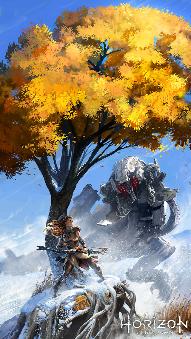 horizon zero dawn wallpaper,tree,plant,watercolor paint,painting,art