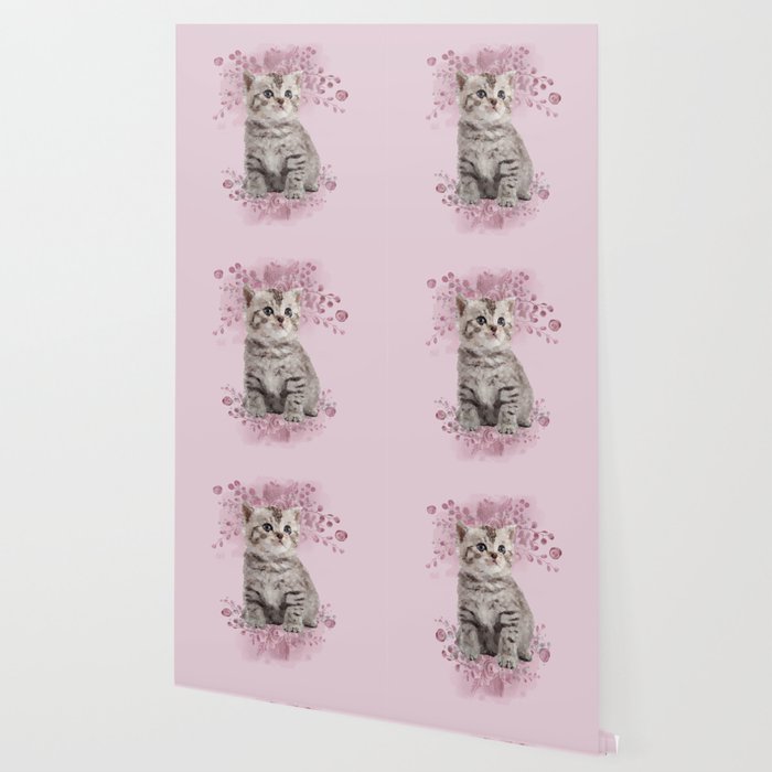 carta da parati gatto carino,rosa,disegno,gatto,gattino,schizzo