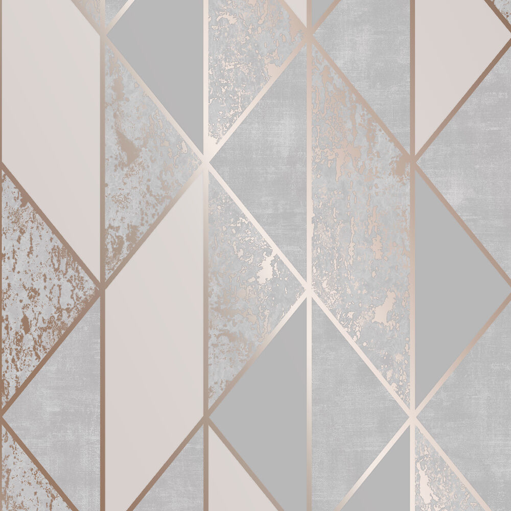 Milan Geo Rose Gold Wallpaper, , Wallpaperit Rose Gold And Grey