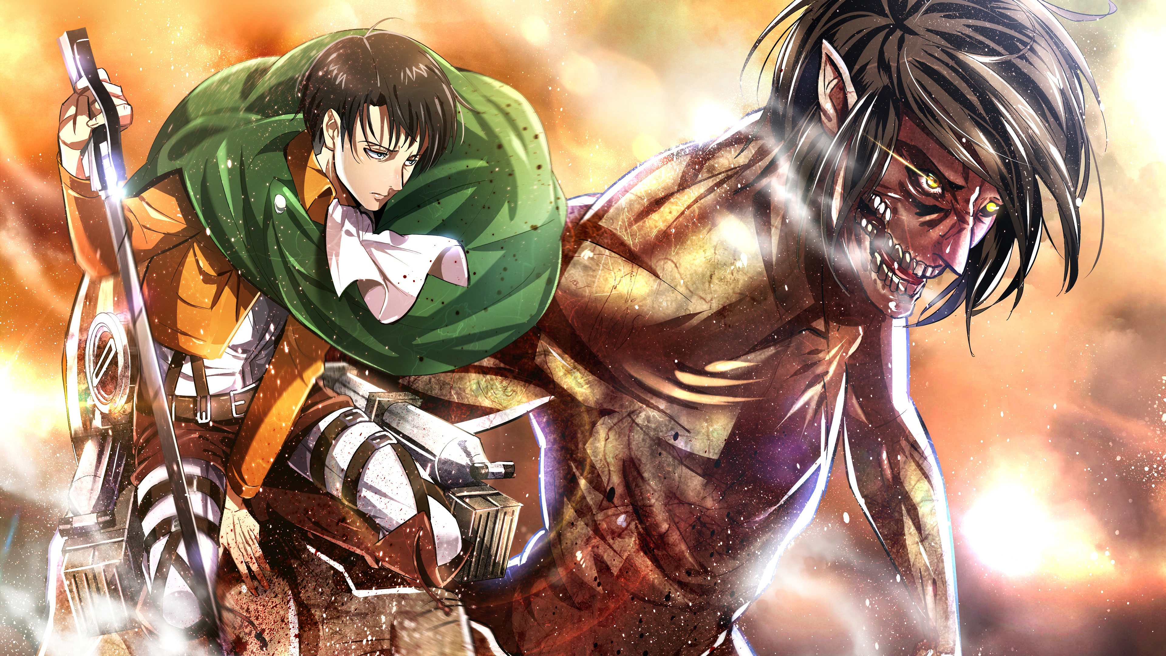 attack on titan wallpaper,anime,cg artwork,cartoon,fictional character,black hair