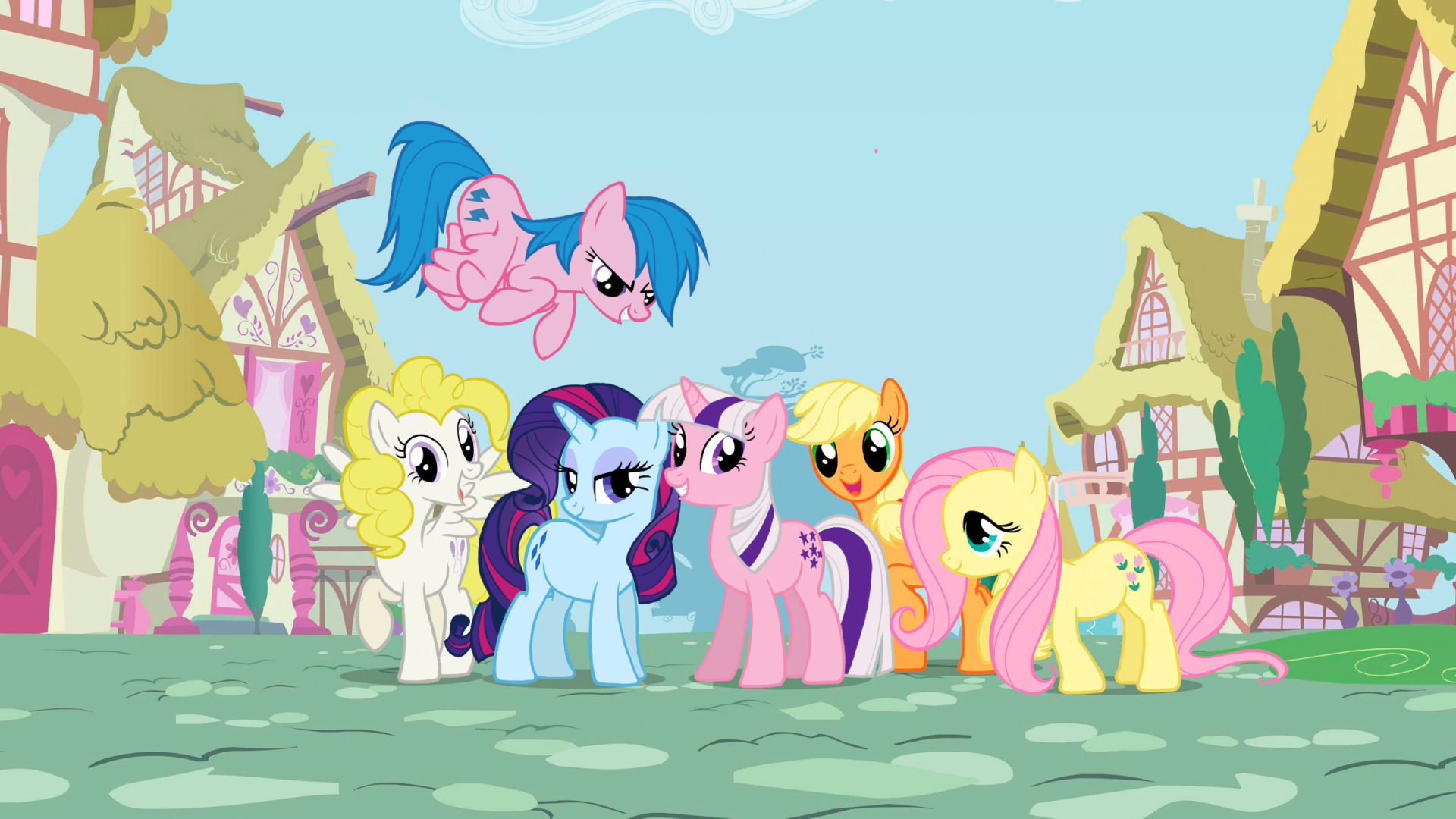 my little pony wallpaper,cartoon,animated cartoon,pony,horse,illustration
