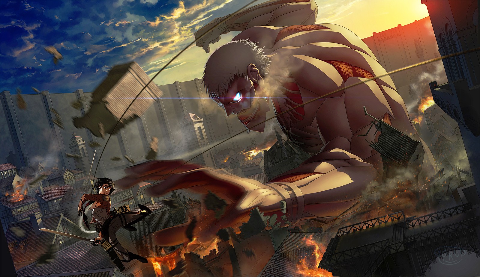 attack on titan wallpaper,action adventure game,cg artwork,pc game,illustration,fictional character