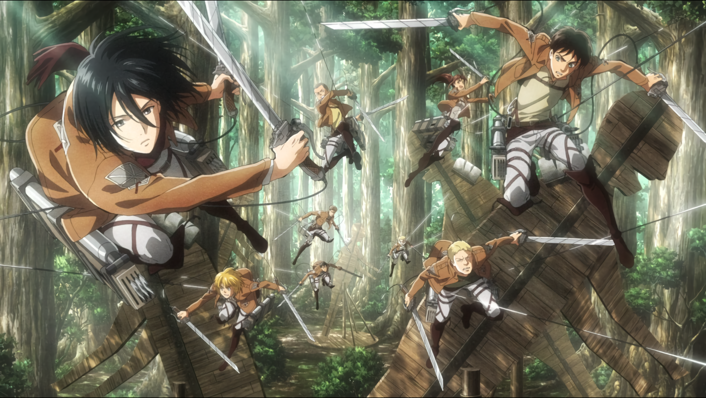 attack on titan wallpaper,action adventure game,cg artwork,anime,adventure game,black hair