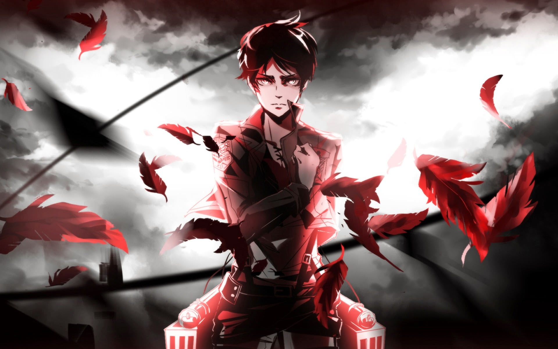 attacco su carta da parati titan,rosso,cg artwork,anime,illustrazione,disegno grafico