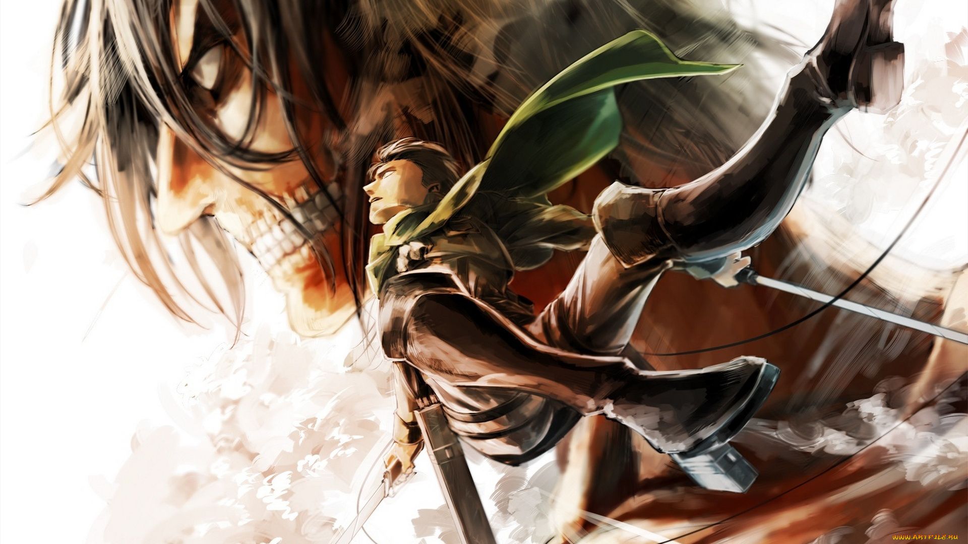 attack on titan wallpaper,cg artwork,fictional character,illustration,anime,long hair