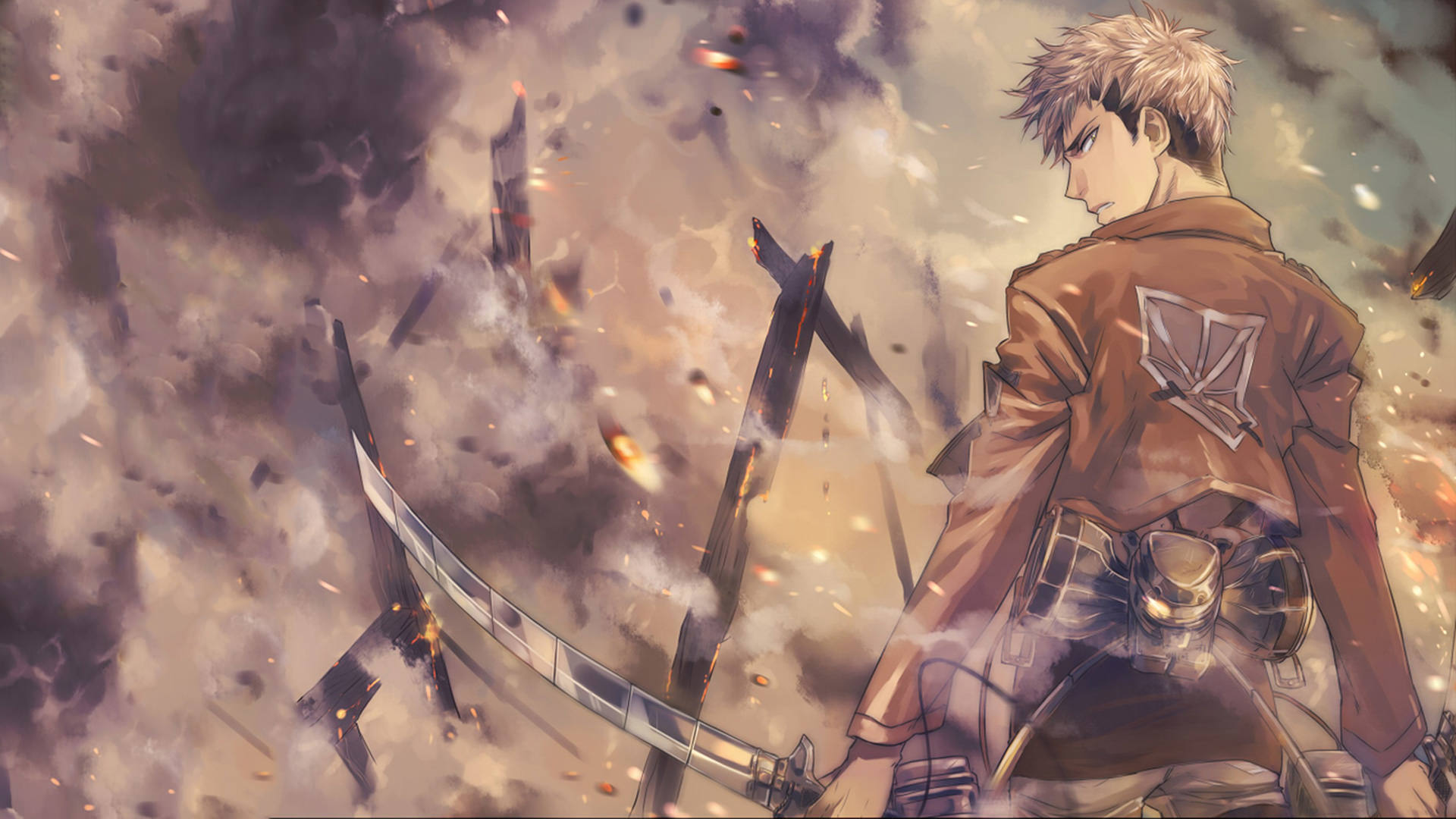 attack on titan wallpaper,cg artwork,anime,sky,adventure game,long hair