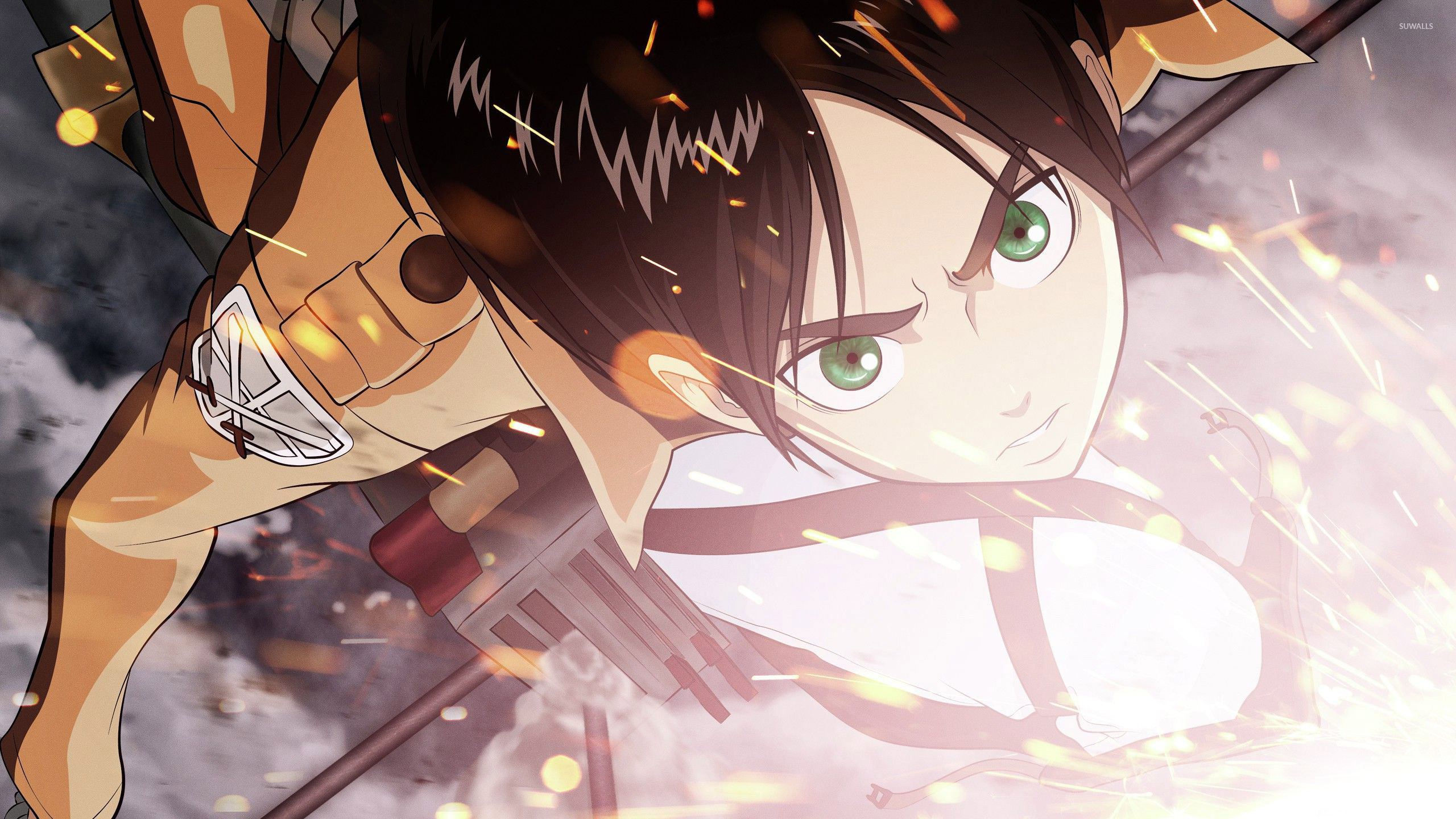 attack on titan wallpaper,cartoon,anime,black hair,cg artwork,long hair