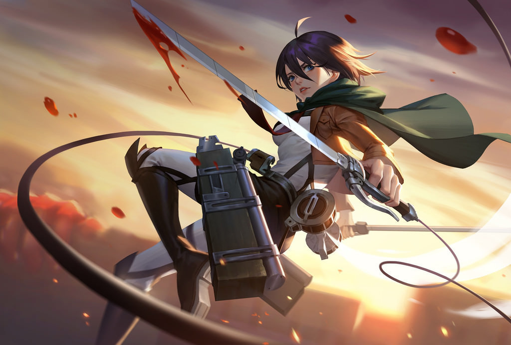 attack on titan wallpaper,cg artwork,anime,black hair,illustration,fictional character