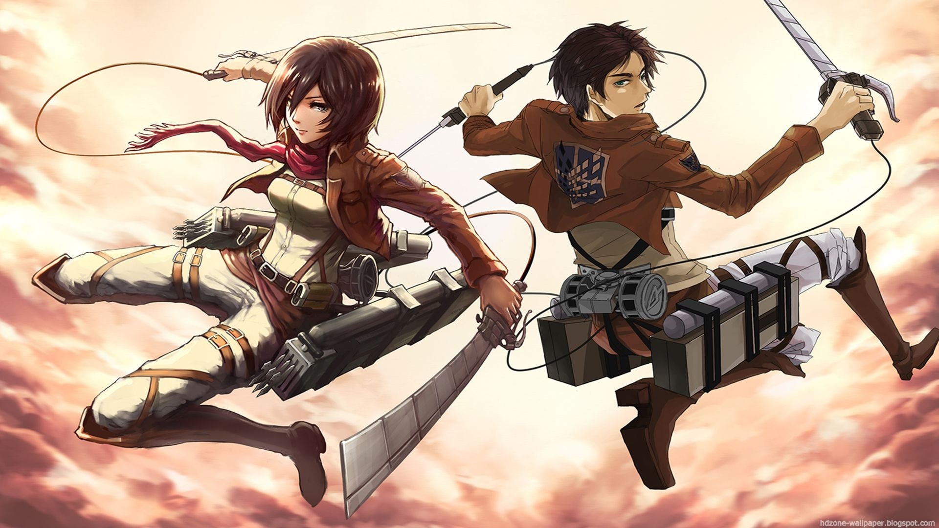 attack on titan wallpaper,cg artwork,cartoon,black hair,illustration,compound bow